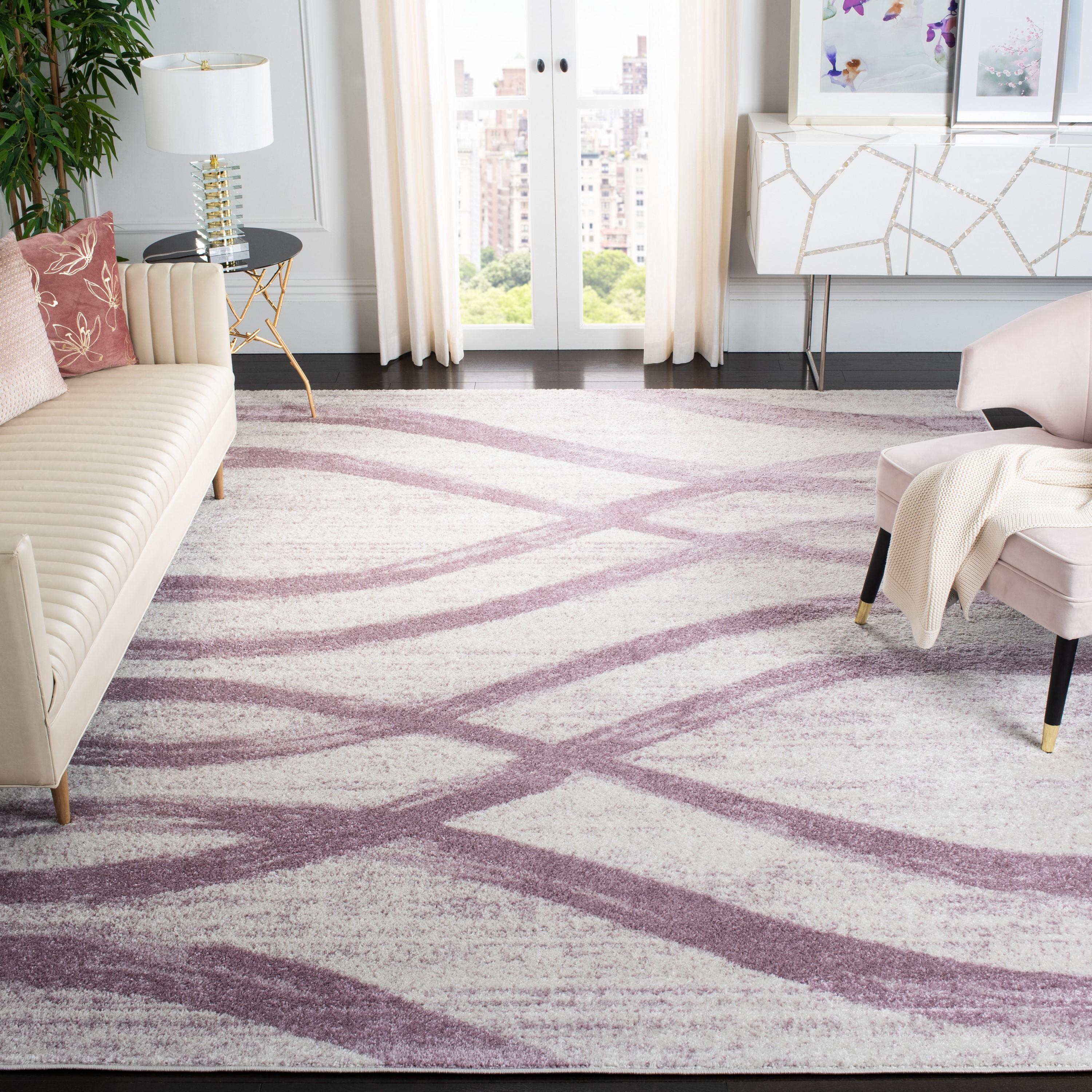 SAFAVIEH Adirondack Isidor Geometric Area Rug, Cream/Purple, 9' x 12'