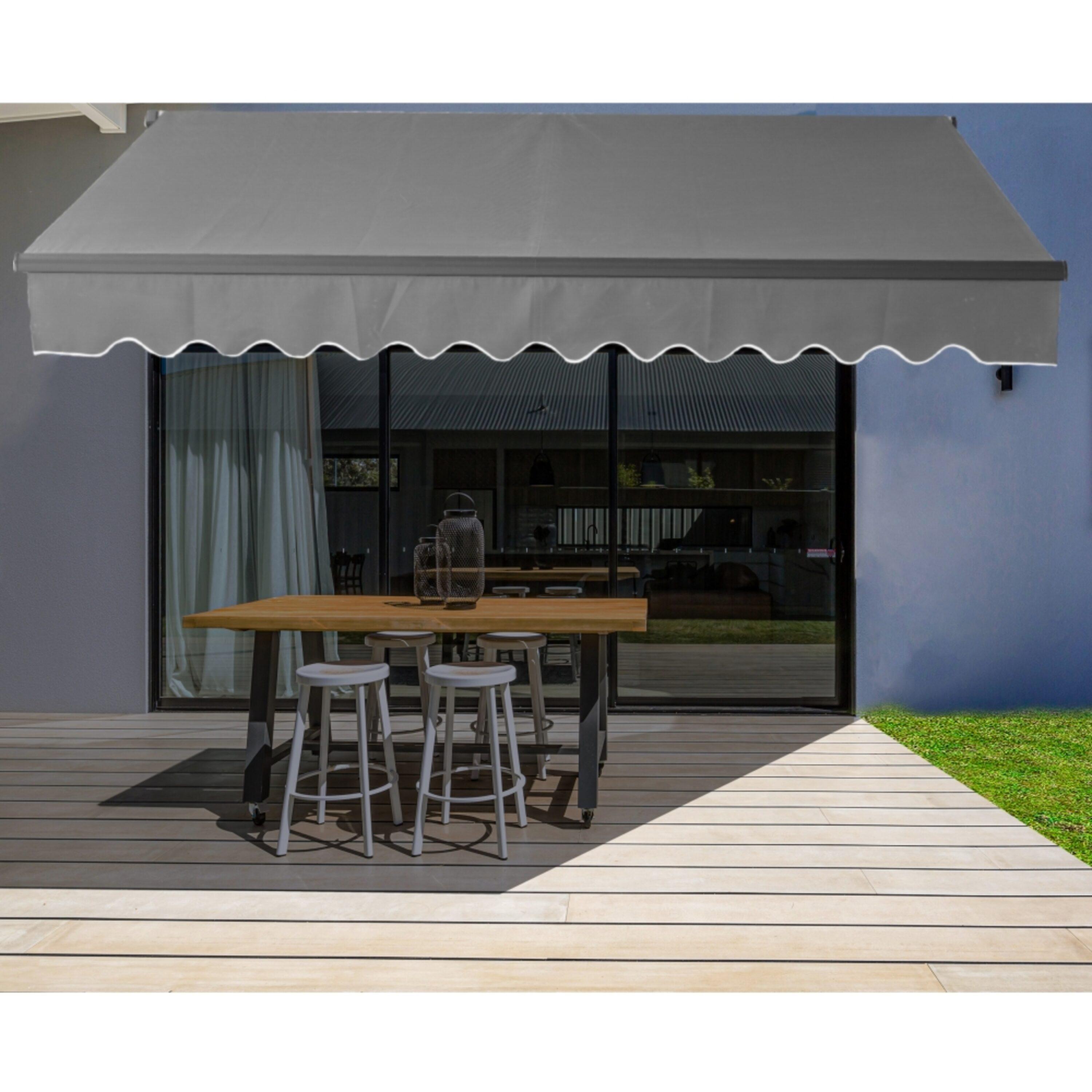 Motorized Retractable Patio Awning- Black Frame