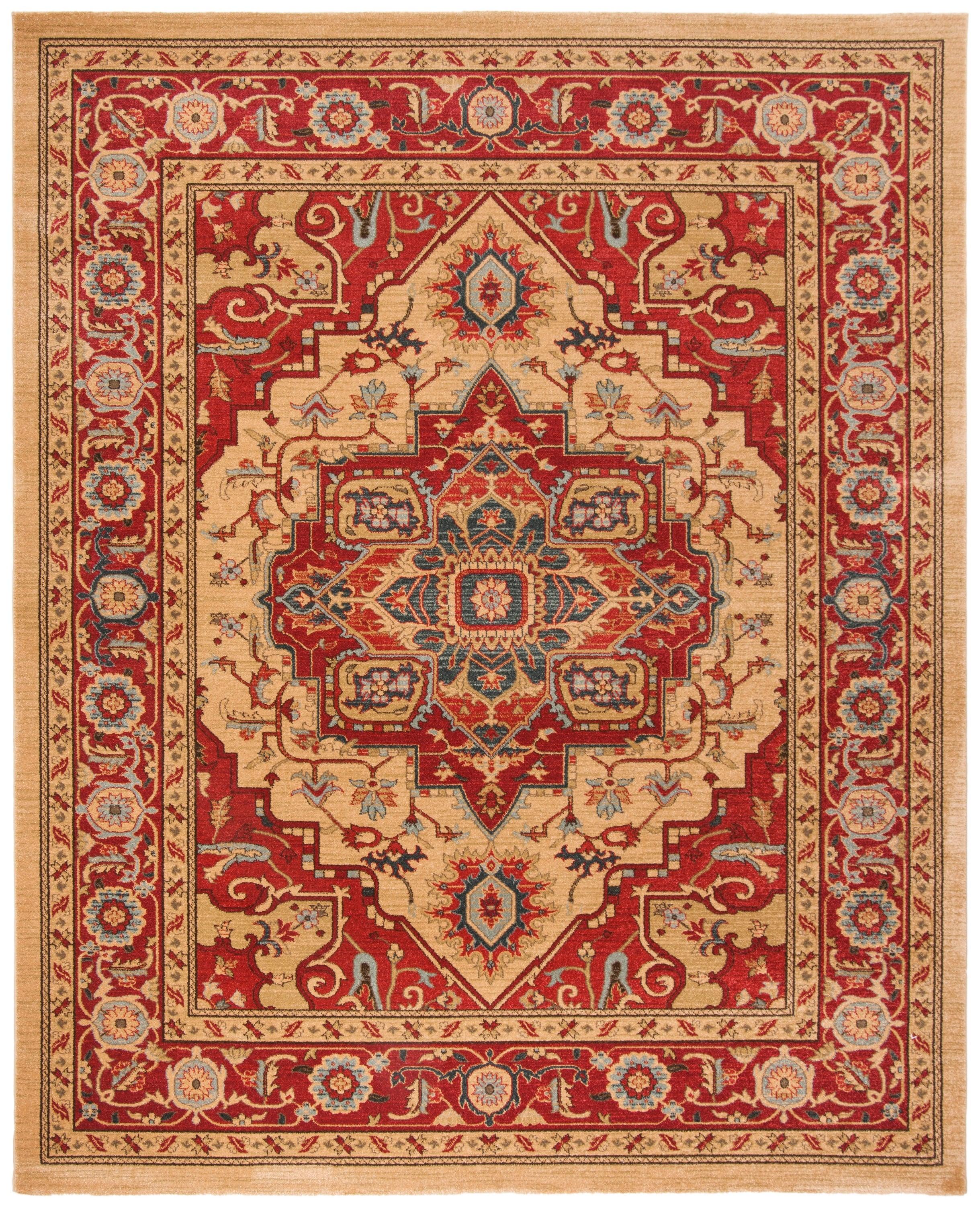 Safavieh Mahal Tangier 9 x 12 (ft) Loomed Polypropylene Red/Natural Rectangular Indoor Floral/Botanical Oriental Area rug