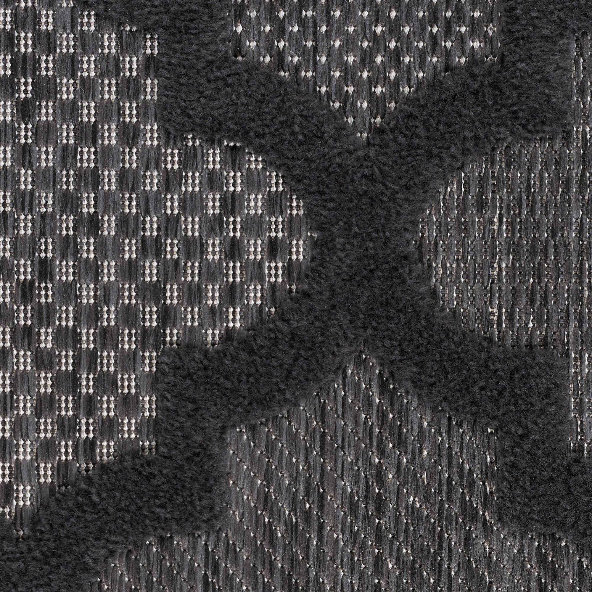 Nourison Easy Care Trellis Flatweave Indoor Outdoor Area Rug 5' x 7' Charcoal/Black