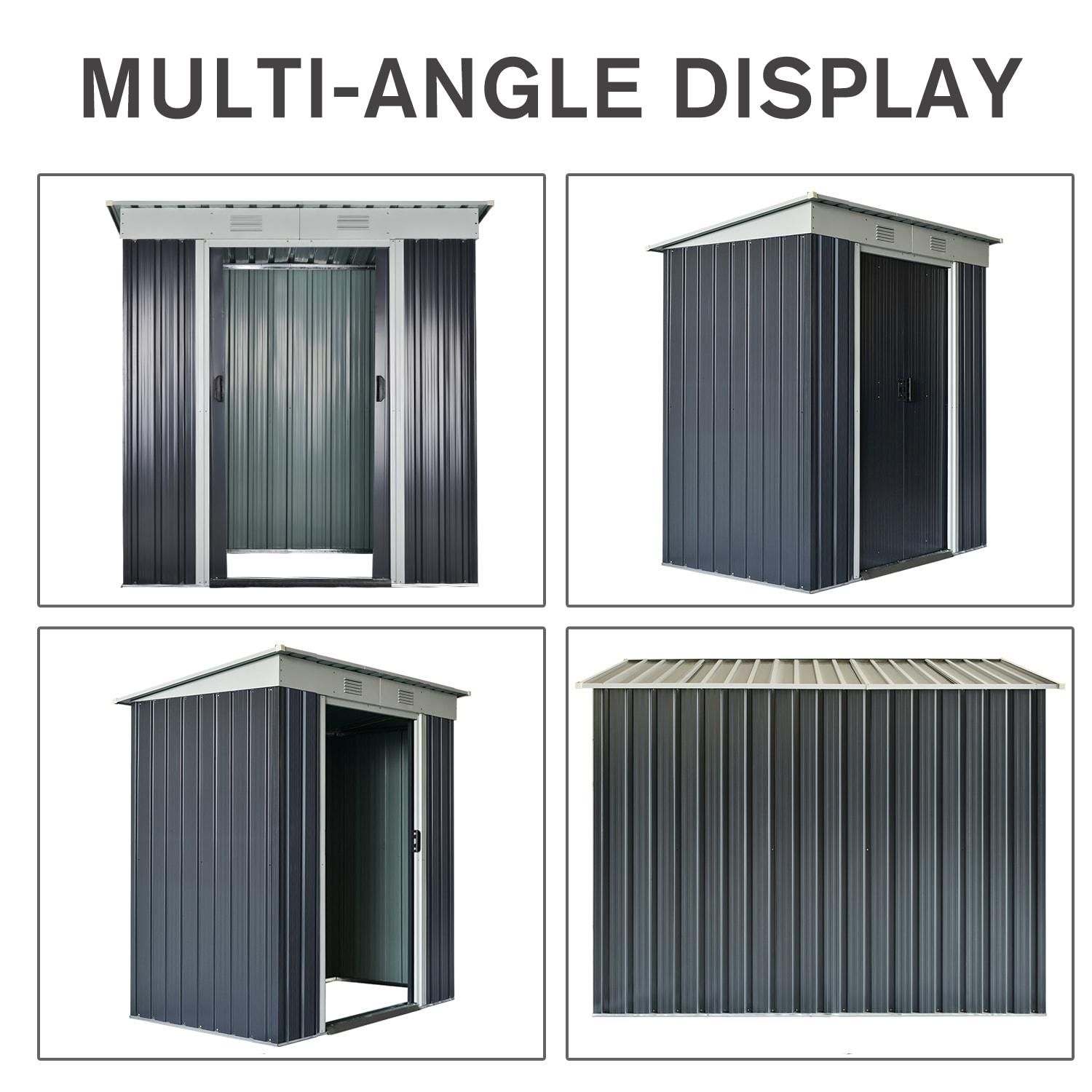 Outsunny 6' x 4' Metal Garden Shed, Backyard Tool Storage Shed with Dual Locking Doors, 2 Air Vents and Steel Frame, Black