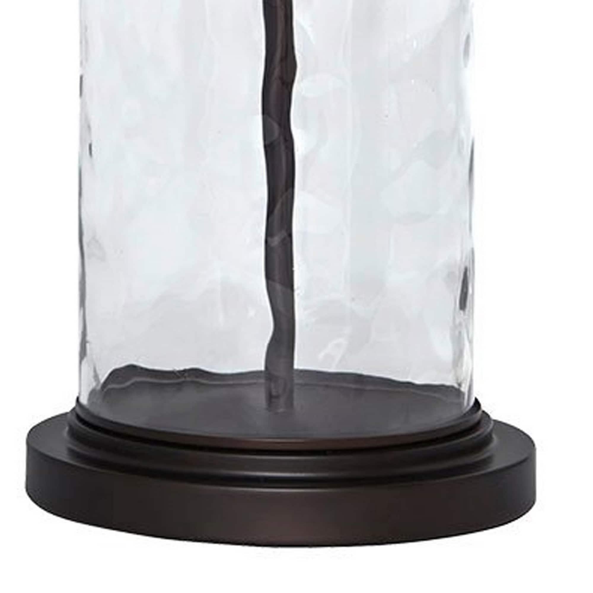 Drum Shade Table Lamp with Glass Insert Base Bronze - Saltoro Sherpi