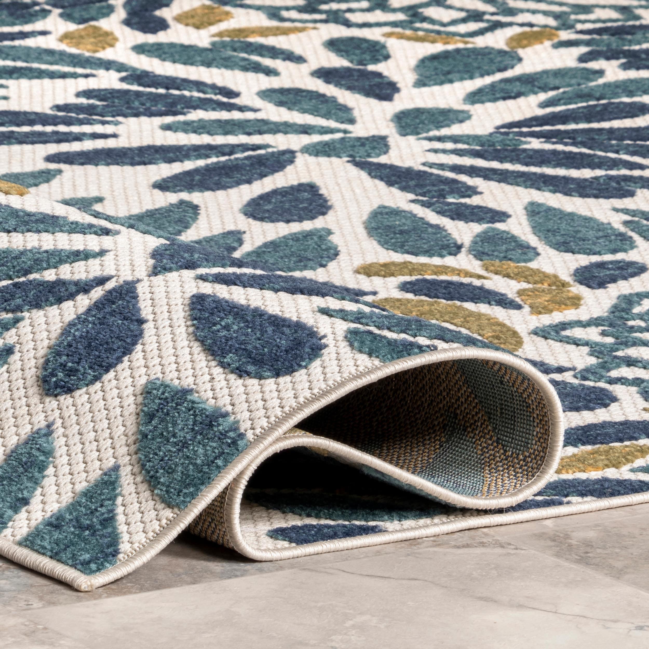 Nuloom Monique Floral & Paisley 7x9 Indoor/Outdoor Area Rug for Living Room Patio Deck Front Porch Kitchen, Teal/Ivory