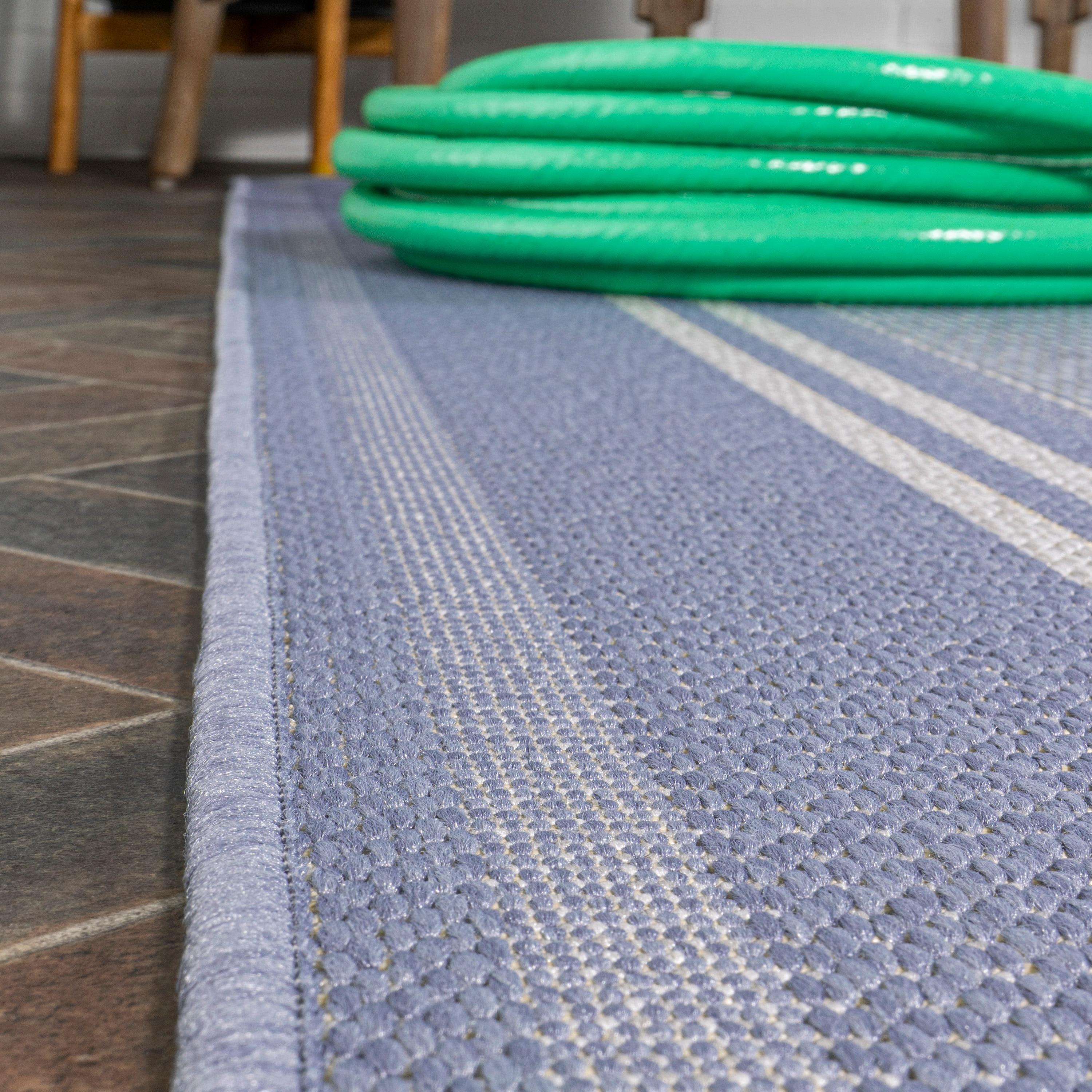 5' x 8' Haynes Modern Double Stripe Indoor/Outdoor Area Rug, Blue/Light Gray - JONATHAN Y