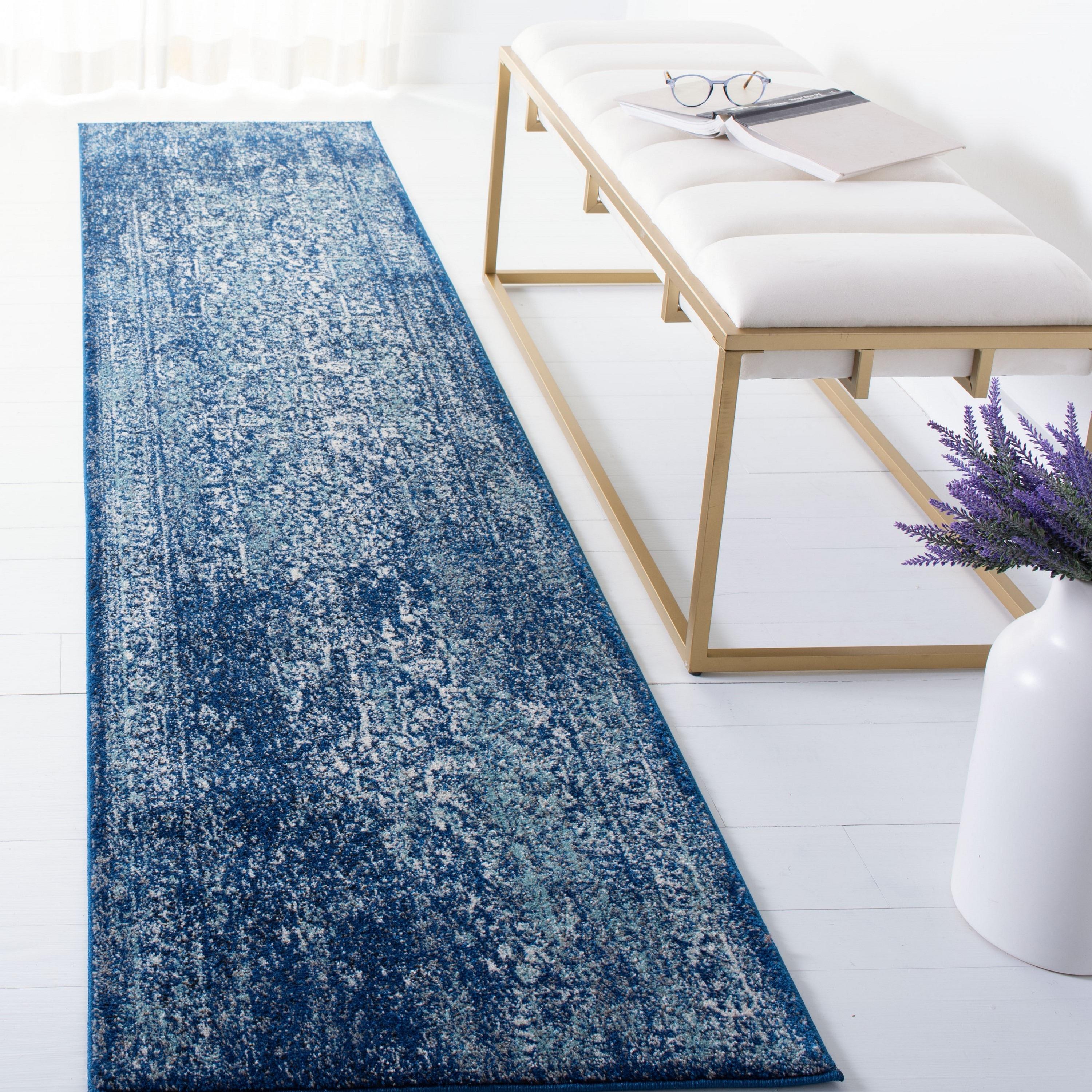 Evoke EVK256 Power Loomed Runner Rug - Navy/Ivory - 2'2"x11' - Safavieh.