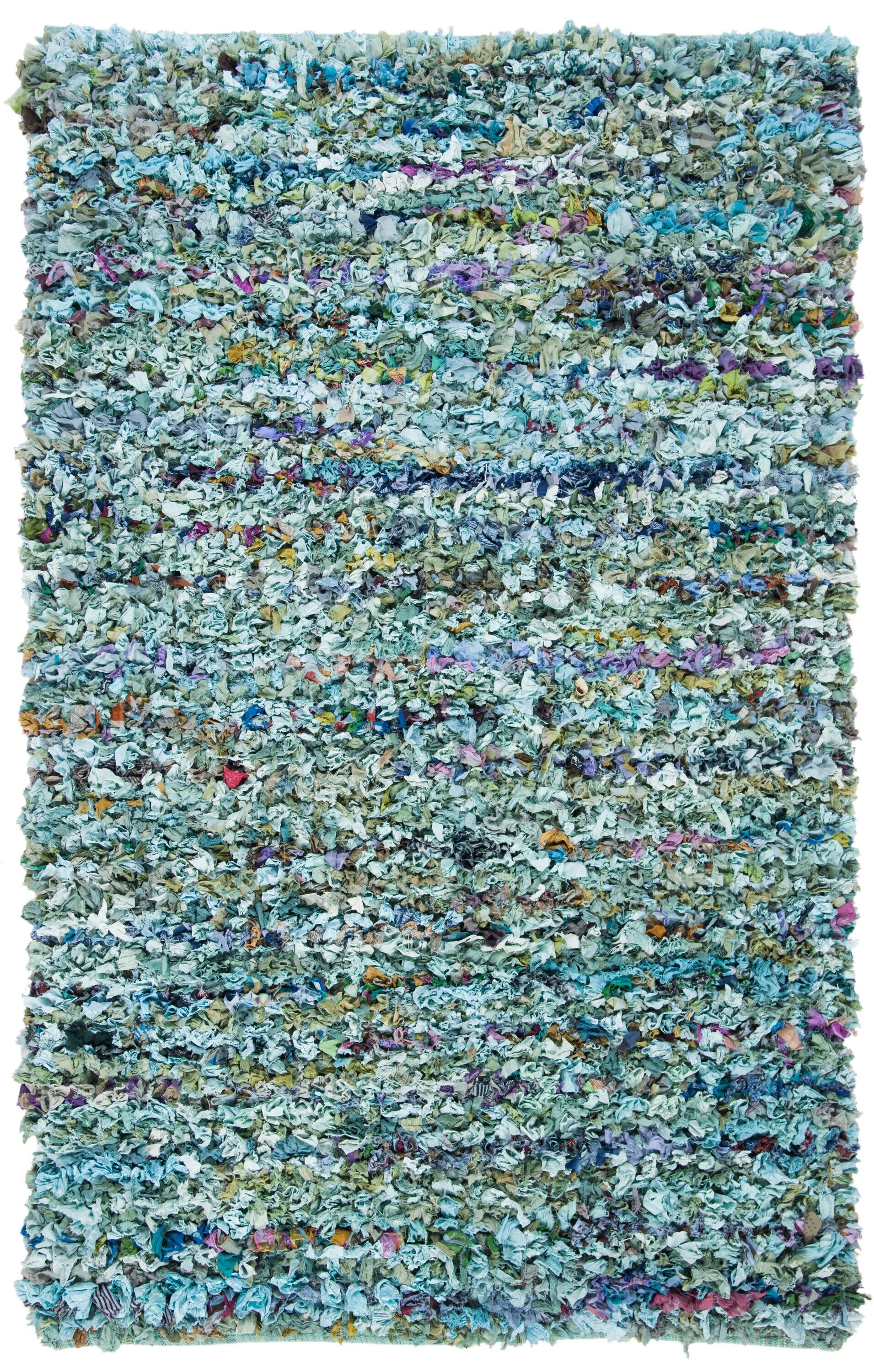 Safavieh Rio Shag 6 x 9 (ft) Polyester Blue/Multi Rectangular Indoor Abstract Bohemian/Eclectic Area rug