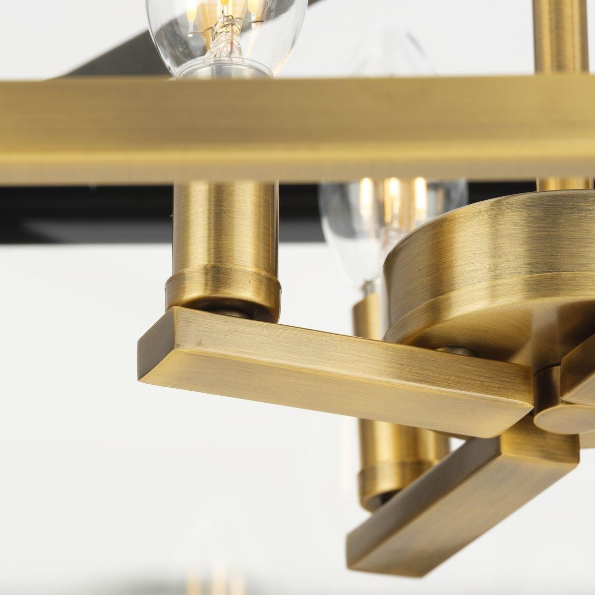 Progress Lighting Hillcrest 4-Light Vintage Brass Semi-Flush Mount with Clear Beveled Glass Panels