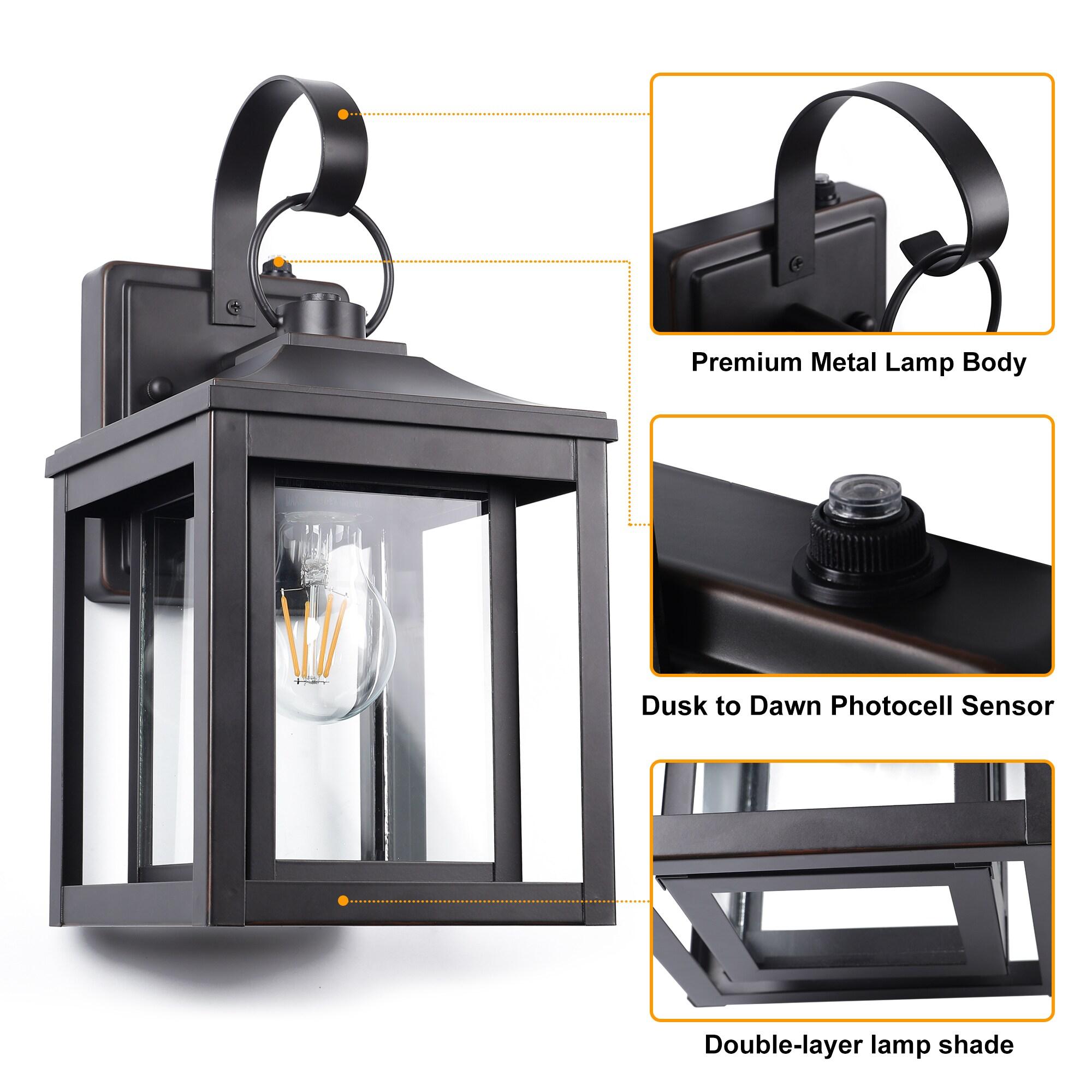 LamQee 1-Light 13"H Aluminum Outdoor Wall Lantern with Dusk to Dawn