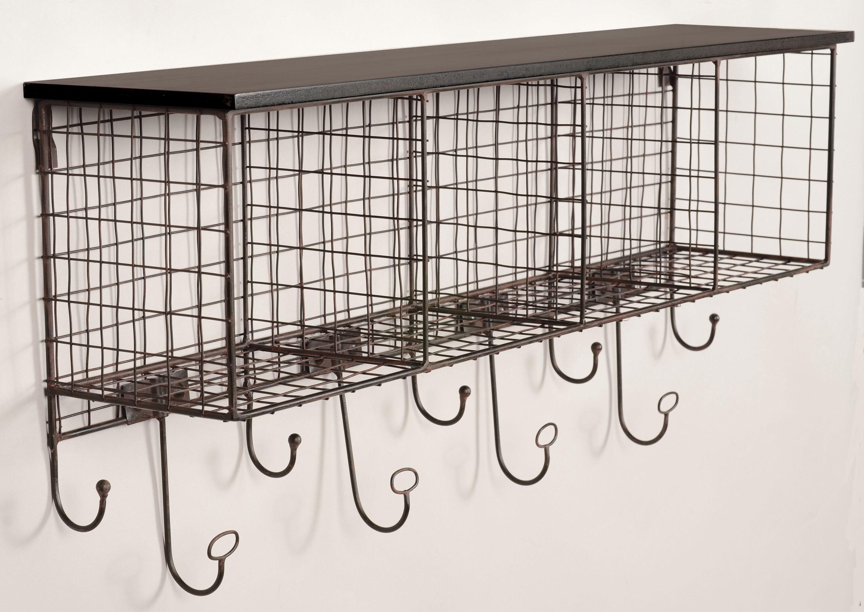 Linon Four Cubby Metal Wall Shelf in Black