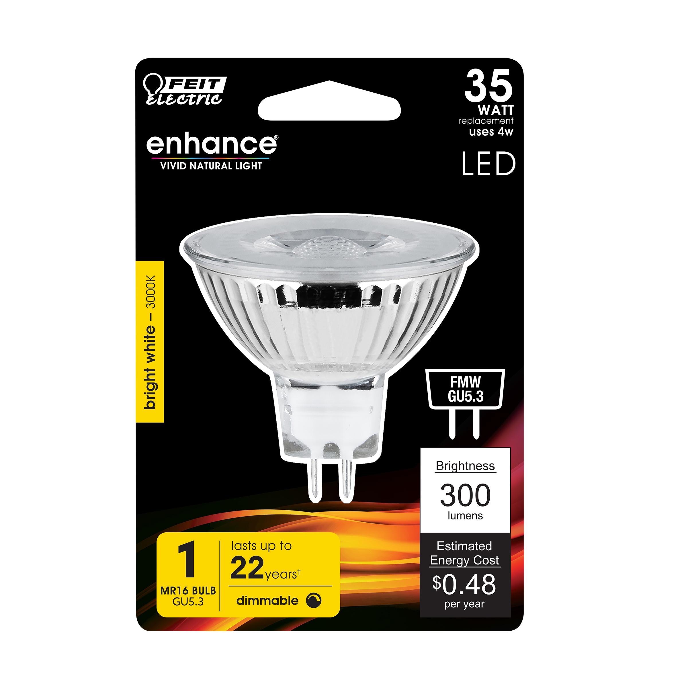 Feit Electric Enhance MR16 GU5.3 LED Bulb Bright White 35 Watt Equivalence 1 pk