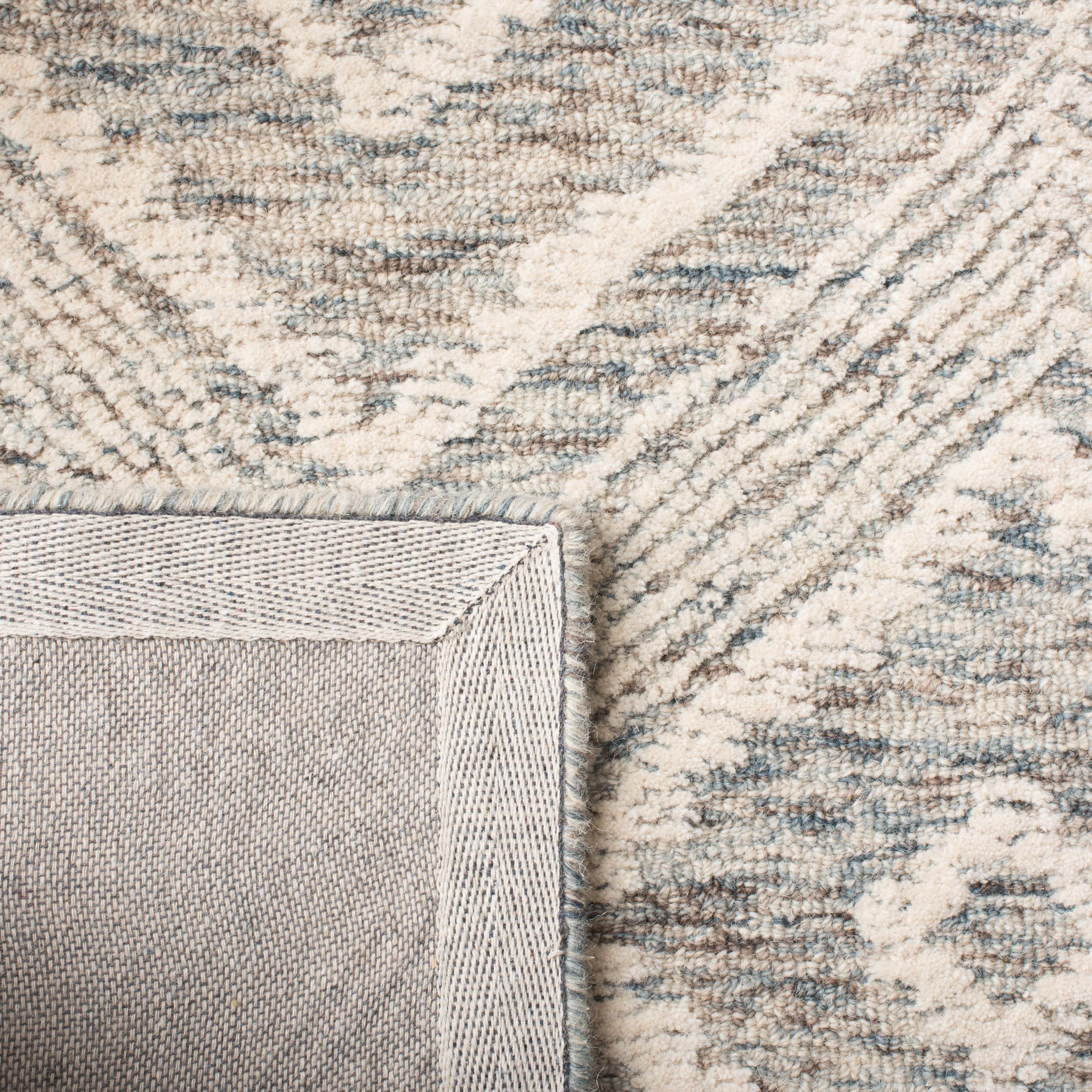 SAFAVIEH Abstract Louise Geometric Wool Area Rug, Ivory/Denim, 9' x 12'