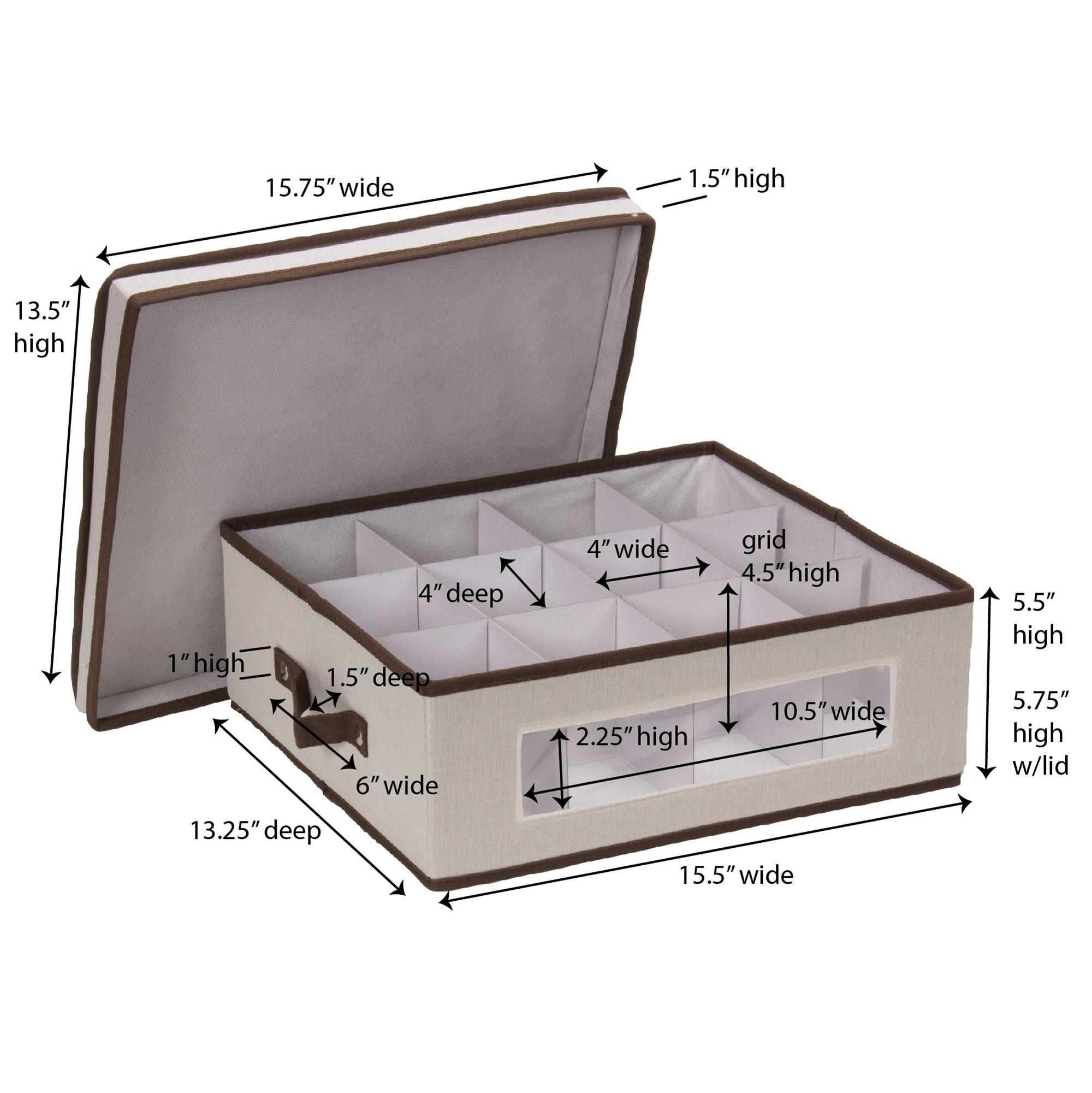 Gray Fabric Lidded Storage Bin with Dividers