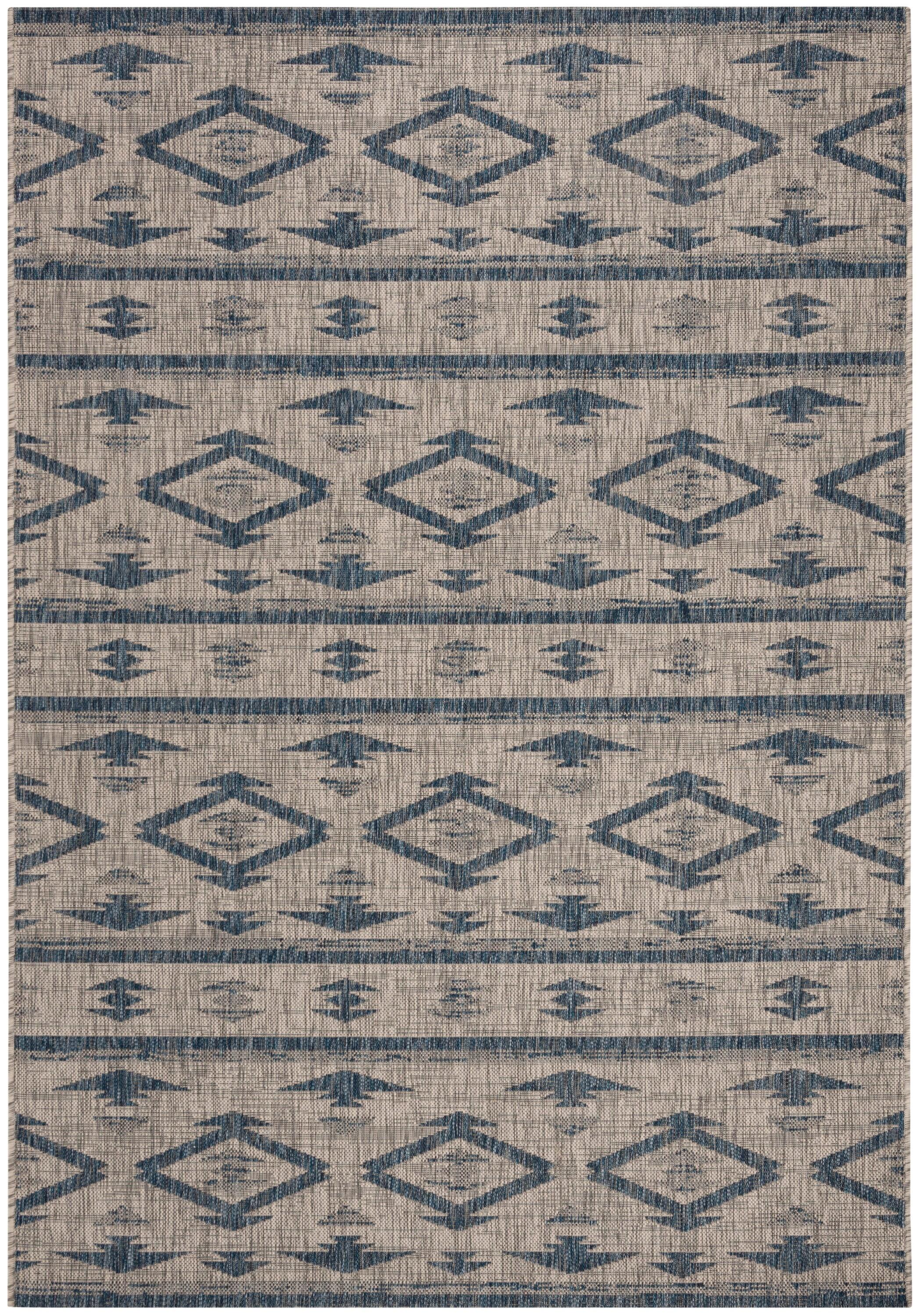 Courtyard CY8863 Power Loomed Indoor/Outdoor Area Rug - Grey/Navy - 8'x11' - Safavieh.