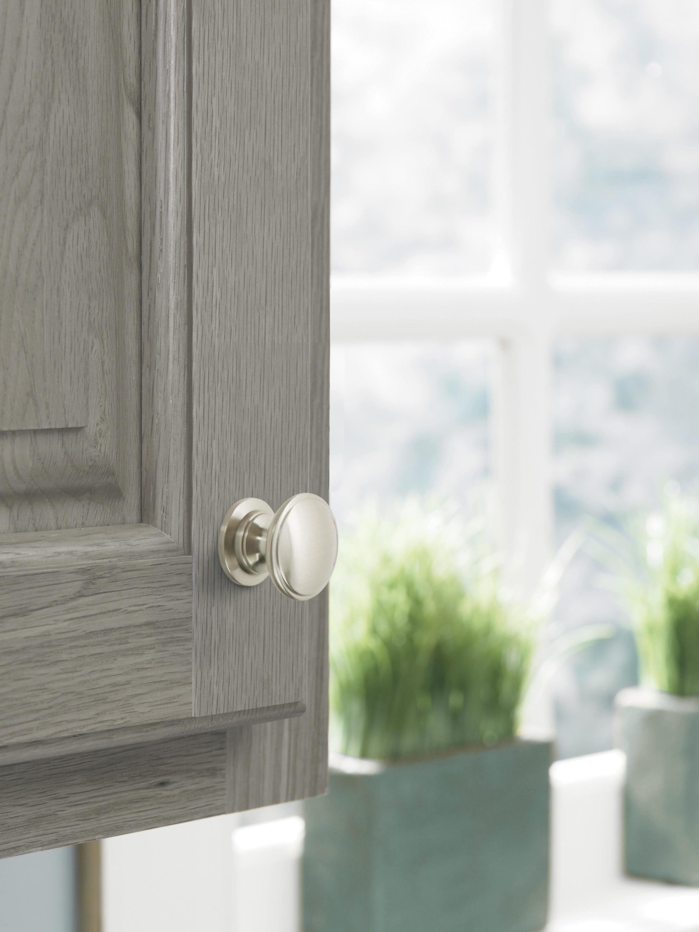 Satin Nickel Round Cabinet Knob with Mounting Hardware