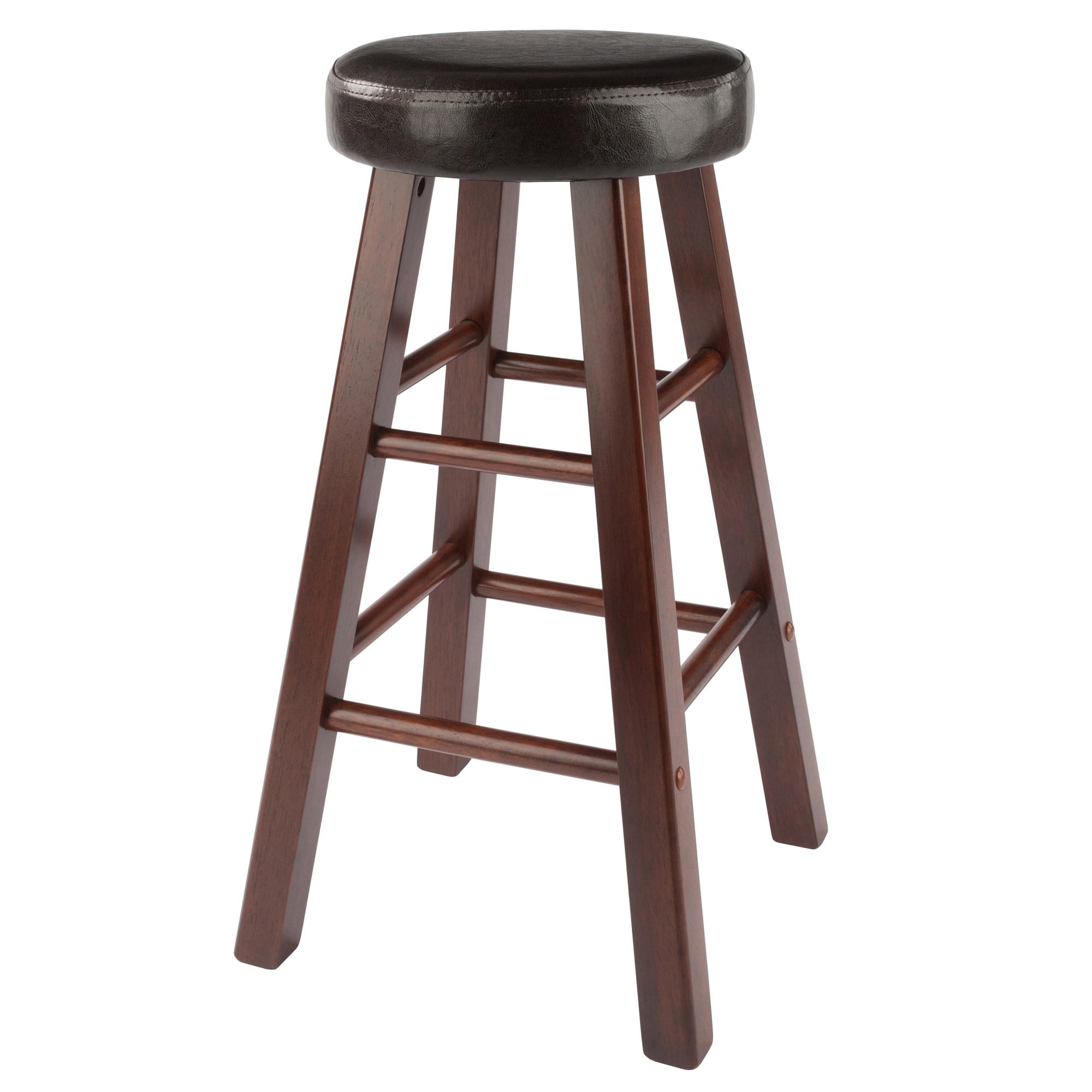 24" 2pc Maria Cushioned Counter Height Barstools Walnut/Espresso - Winsome: Faux Leather, Solid Wood Frame, Footrests