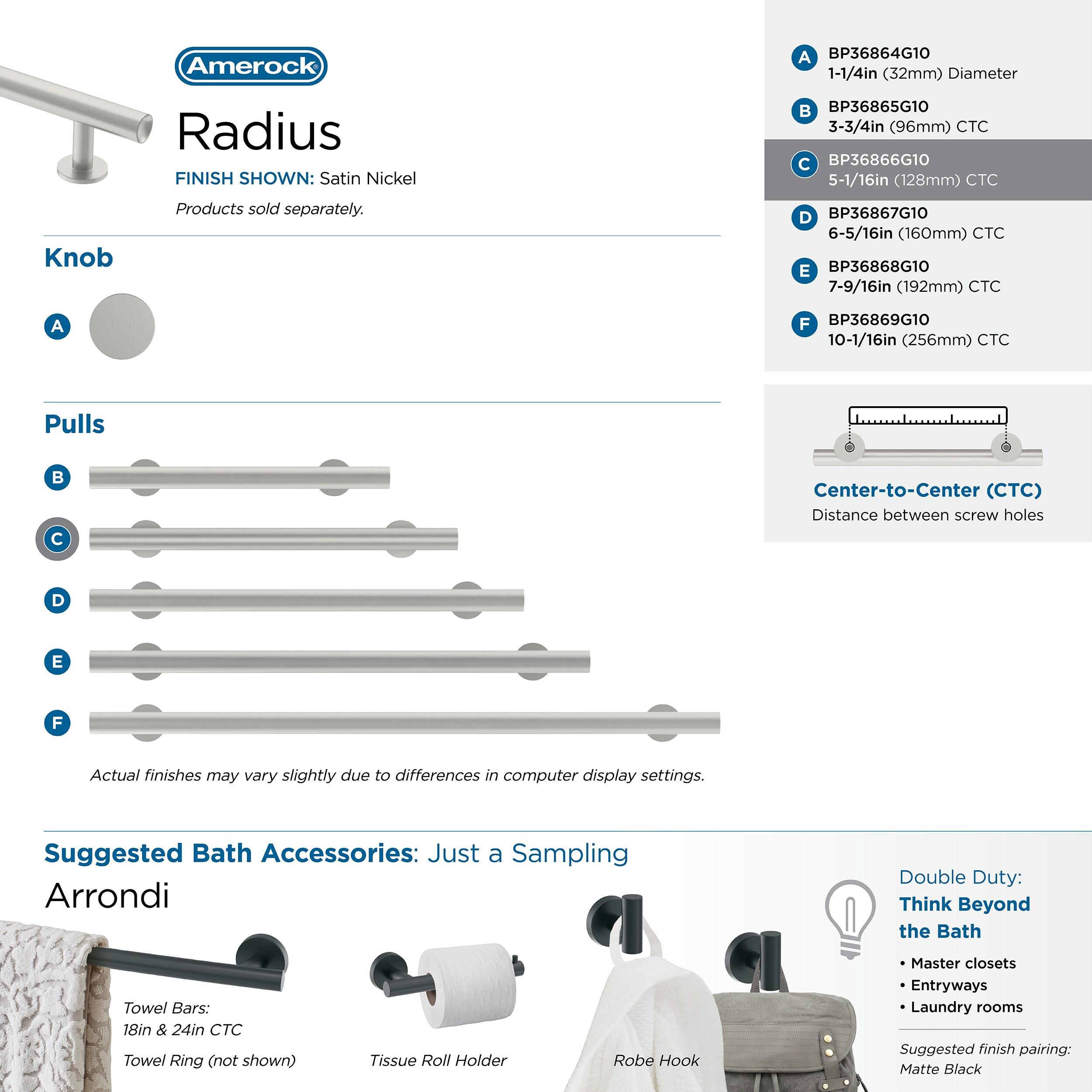 Amerock Radius 5-1/16 inch (128mm) Center-to-Center Satin Nickel Cabinet Pull