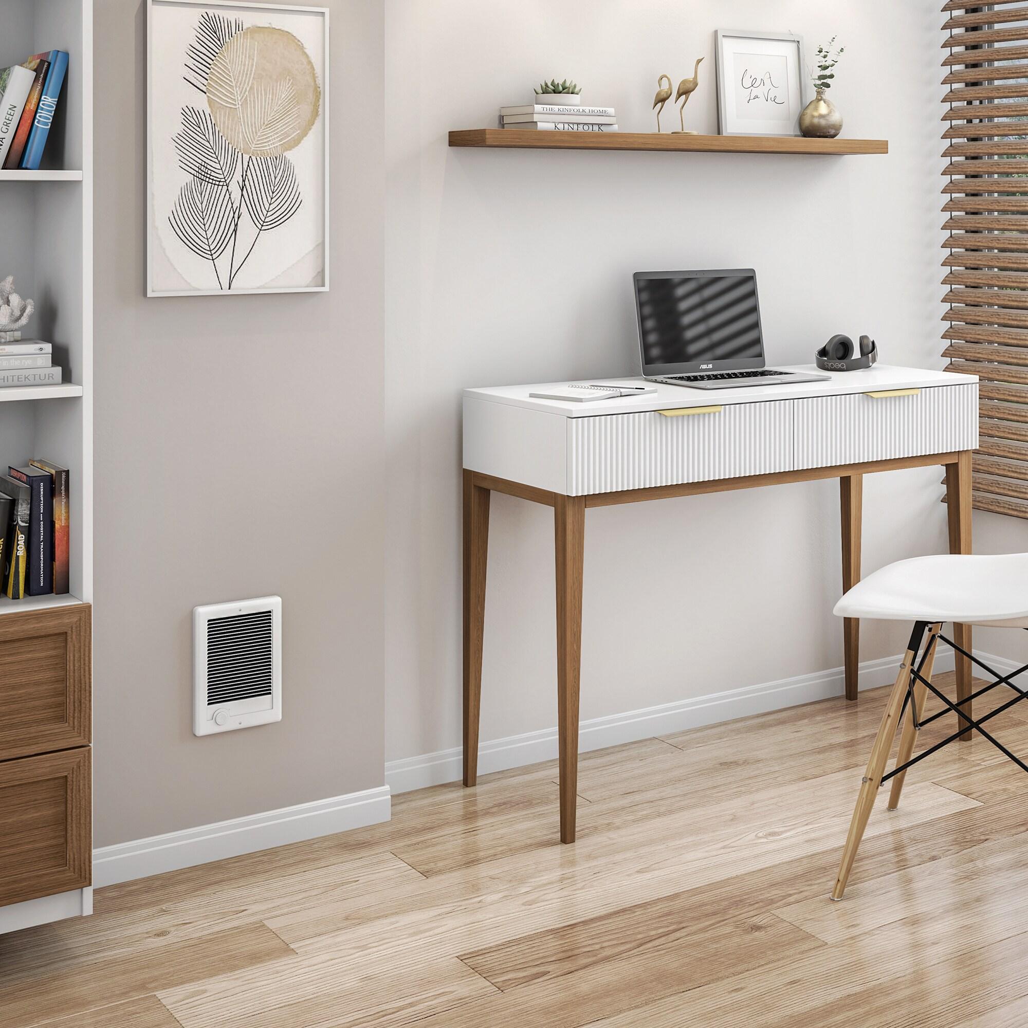White 1500W Electric Wall Heater with Thermostat and Automatic Shut-off