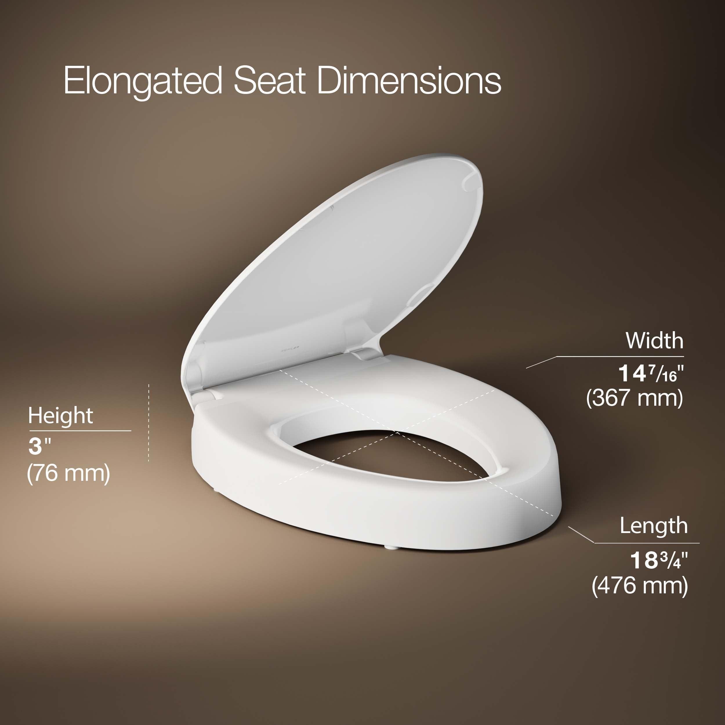 Hyten Elevated Toilet Seat with Quiet-Close Lid and Seat and Grip-Tight Bumpers