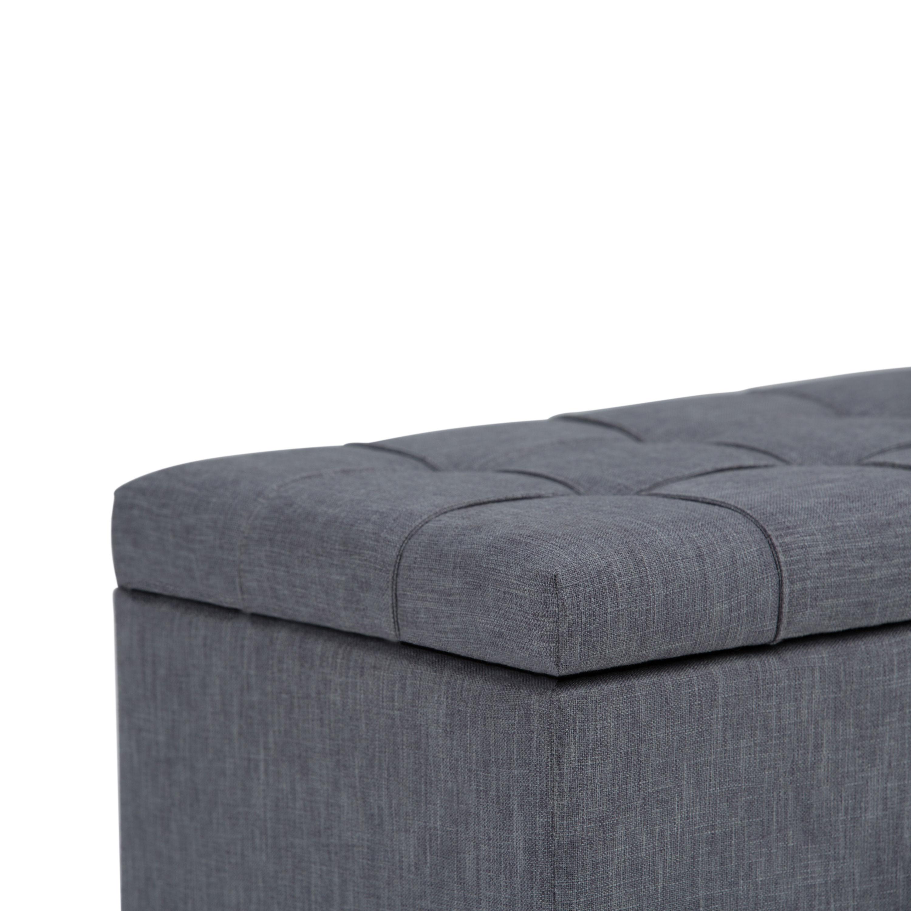 Simpli Home Sienna 33"W Upholstered Storage Ottoman Bench with Lift-Up Tufted Top