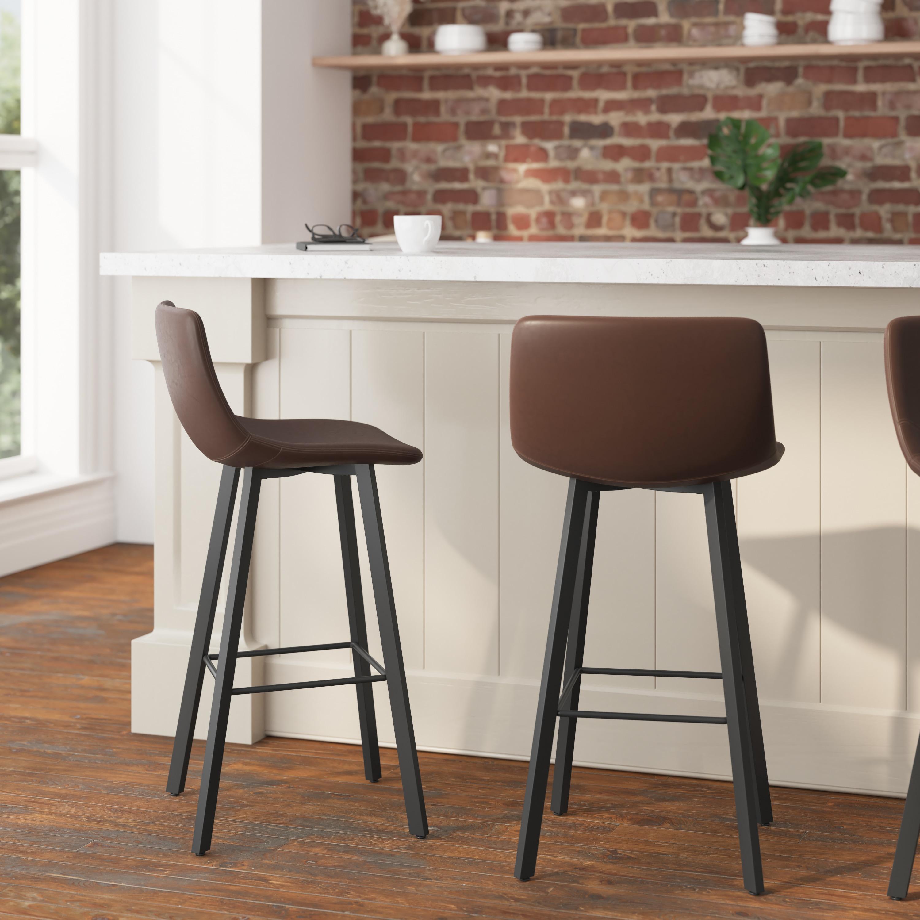 Brandy Upholstered Counter Stool with Metal Frame (Set of 2)