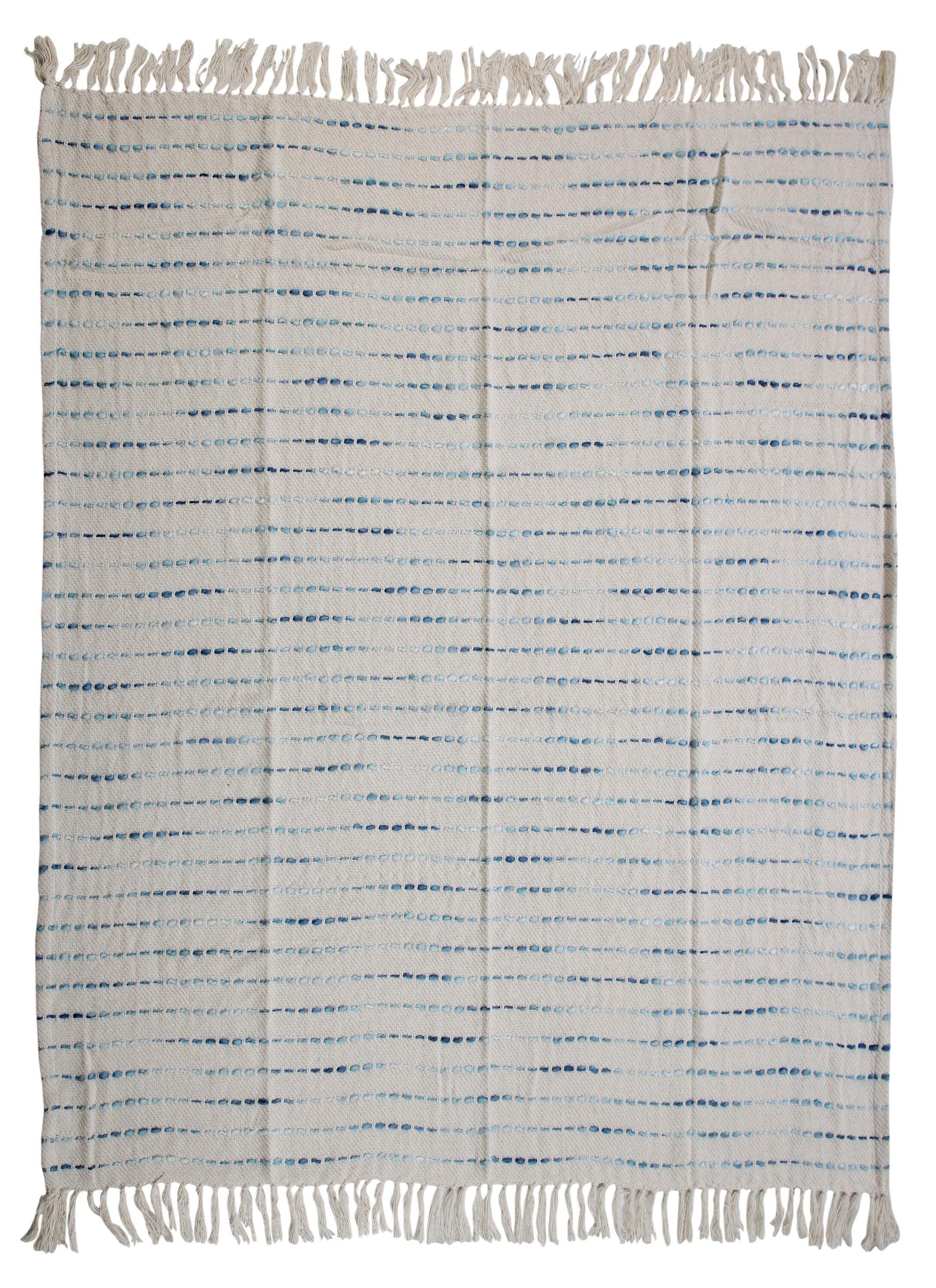 Rajani Home Deep Ombre Striped Handmade Woven Throw Blanket with Fringe