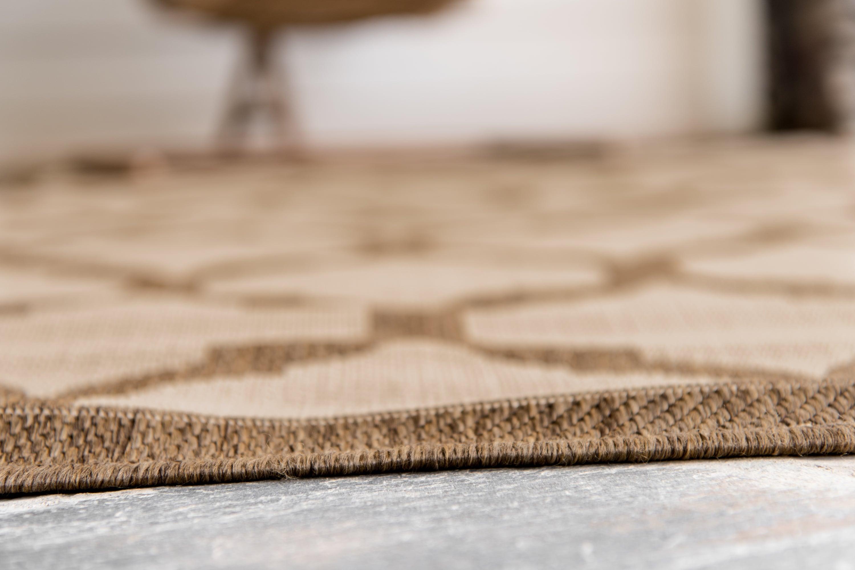 Unique Loom Outdoor Trellis Collection Area Rug - Moroccan (7' 1" x 10' Rectangle Beige and Brown/Beige)