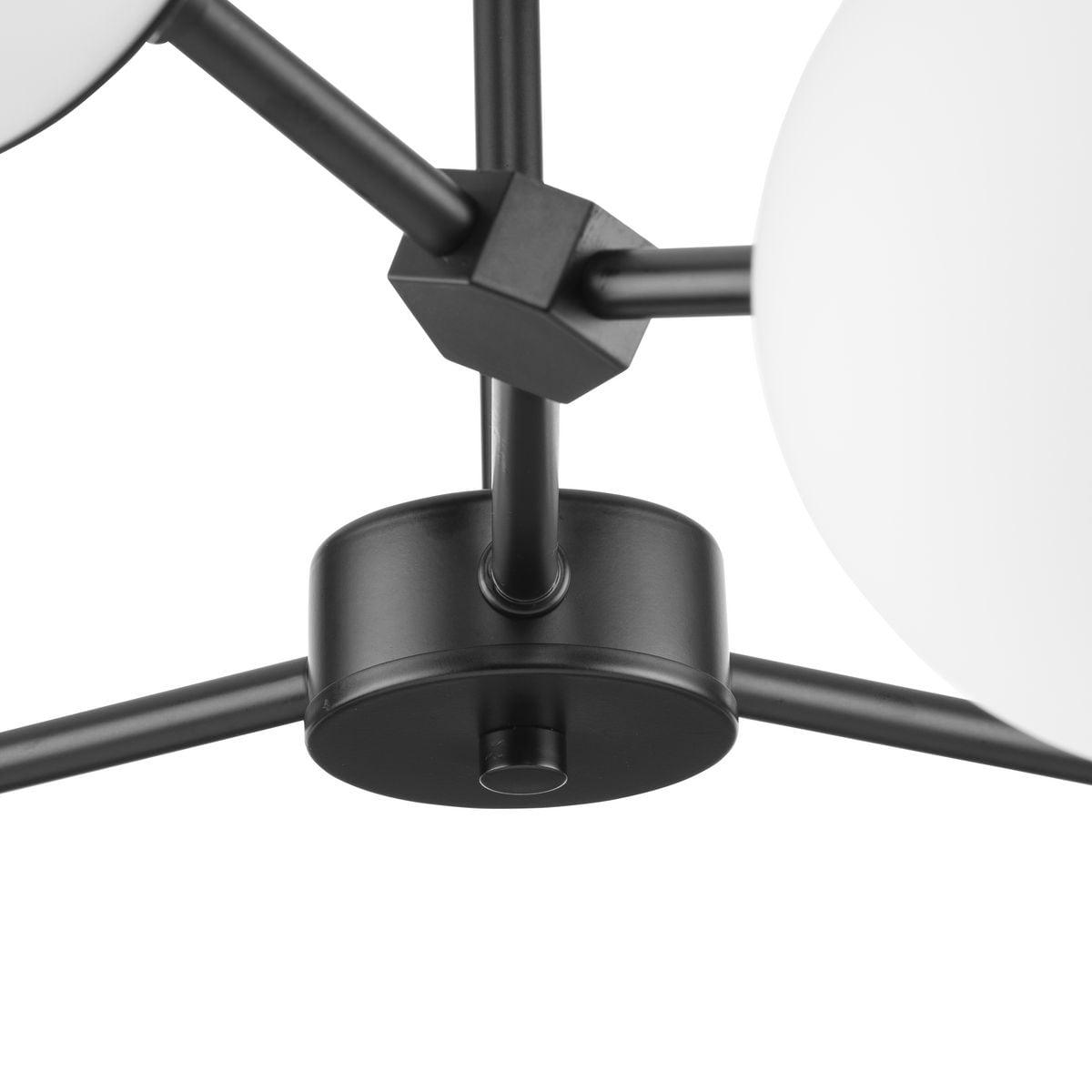 Progress Lighting Haas 6-Light Chandelier, Matte Black, Etched Opal Glass Globes, Design Series