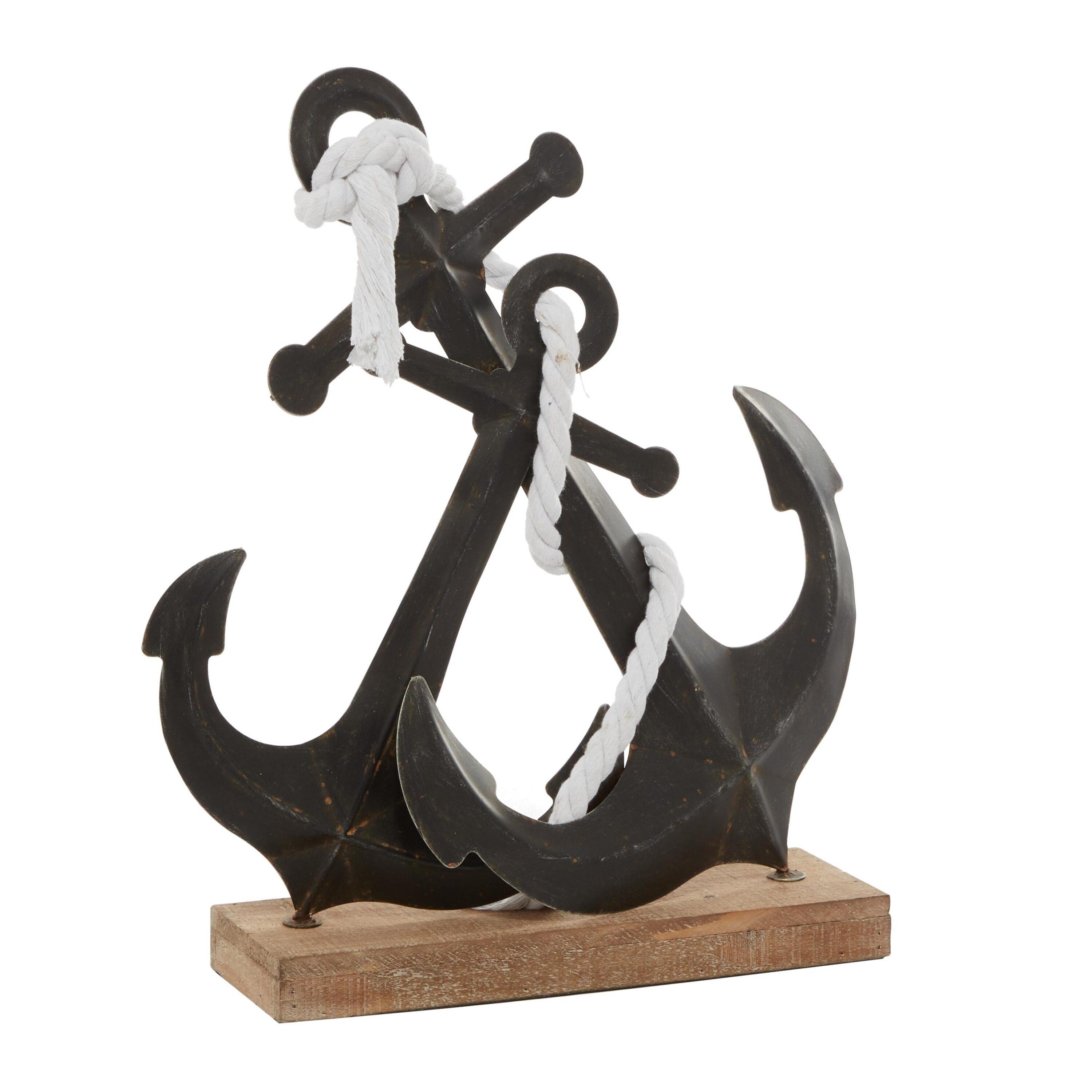 15" x 16" Black Metal Anchor Sculpture, by DecMode