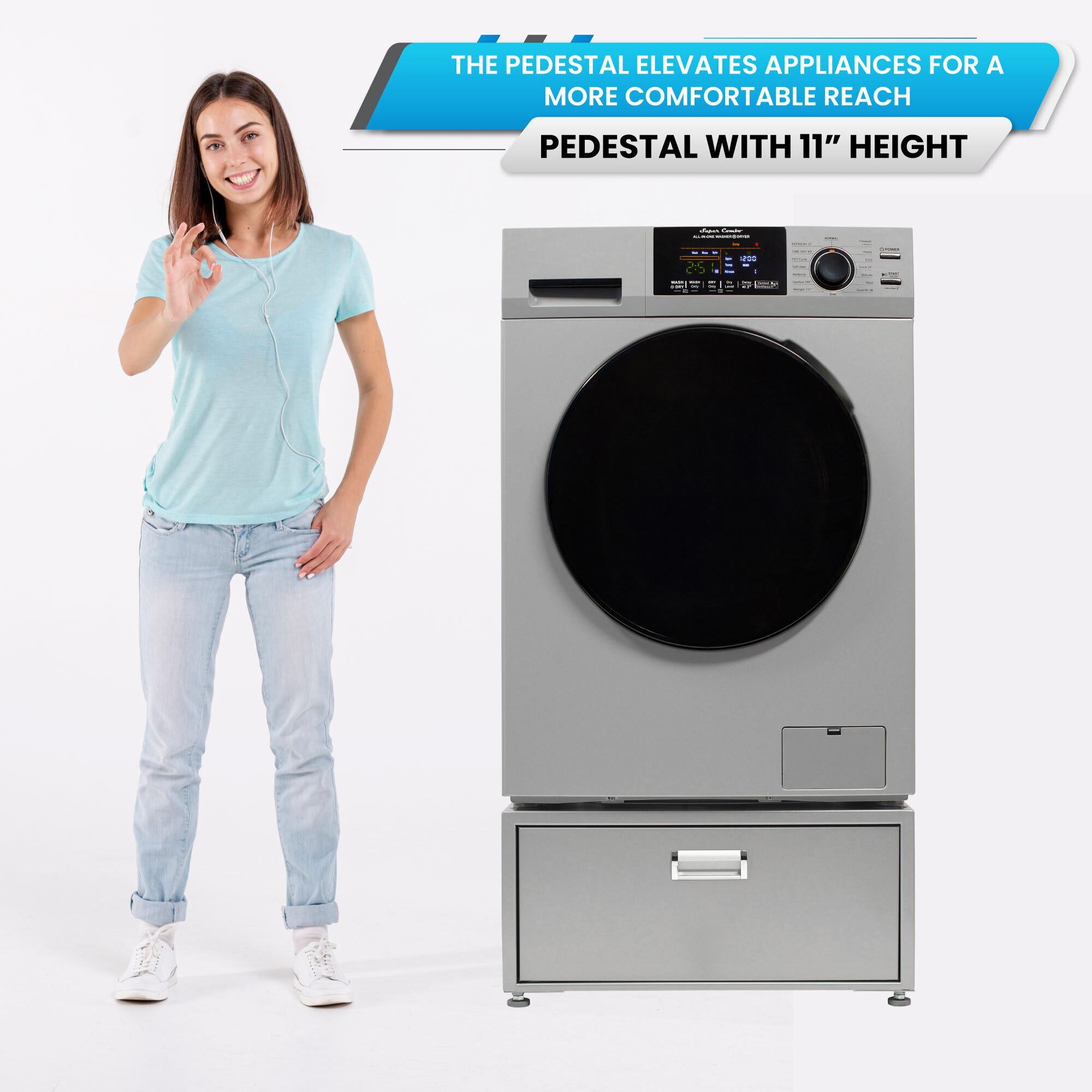 All-in-one Washer Dryer CONVERTIBLE PET Sanitize Cycle 15 lbs 1400RPM+Pedestal