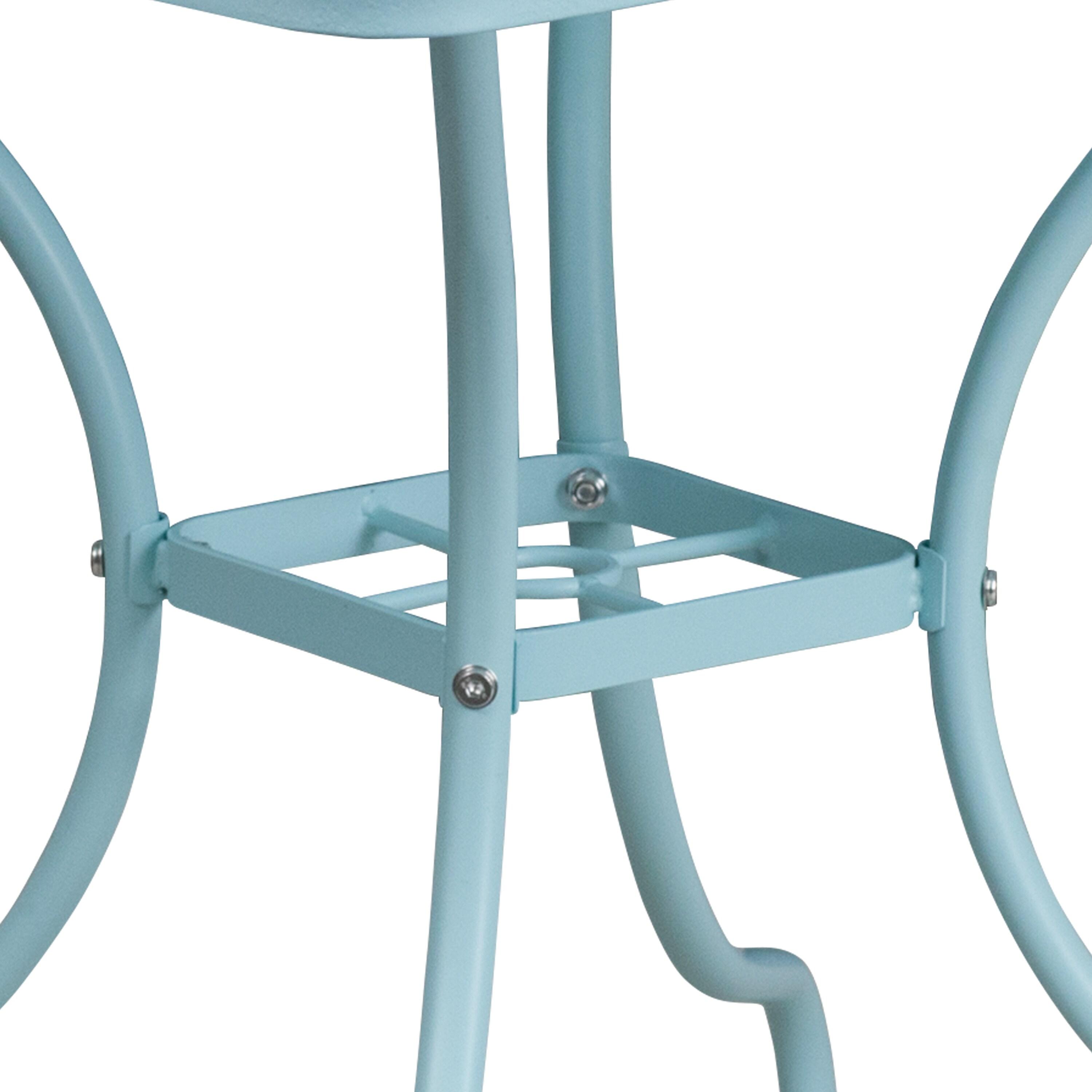 Flash Furniture Oia Commercial Grade 35.5" Square Sky Blue Indoor-Outdoor Steel Patio Table with Umbrella Hole