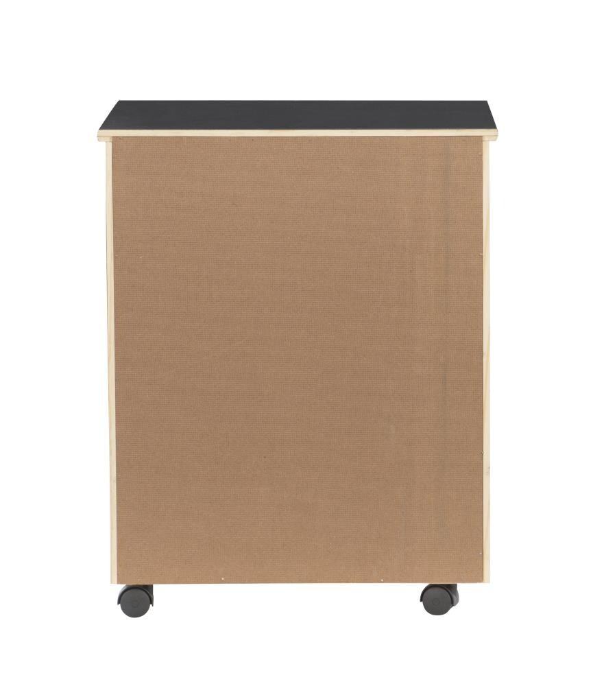 Cary Transitional 6 Drawer Solid Wood Contoured Handle Cut Out Wide Roll Cart Black - Linon: Pine Frame, Farmhouse Style, Portable Storage