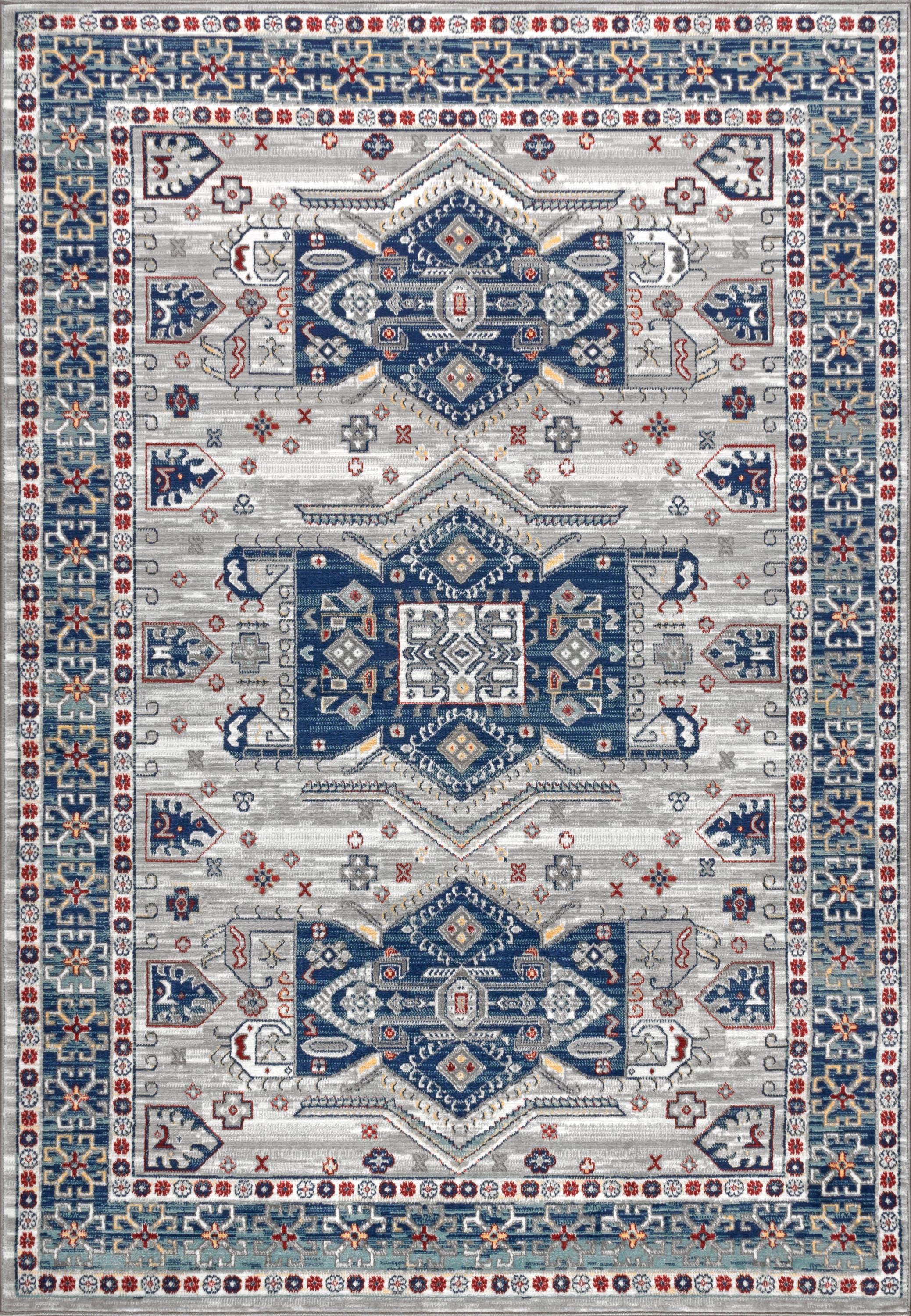 JONATHAN Y MDP108A-8 Modern Persian Vintage Medallion Blue/Light Grey 8 ft. x 10 ft. Area Rug, Country Floral, Pet Friendly, Stain Resistant, Easy to Clean, for Living Room; Kitchen, Bedroom