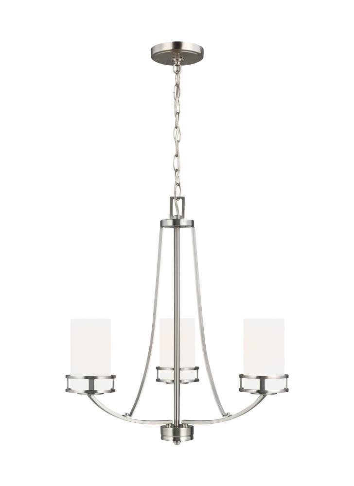 Robie Brushed Nickel 3-Light LED Chandelier with Etched Glass Shades