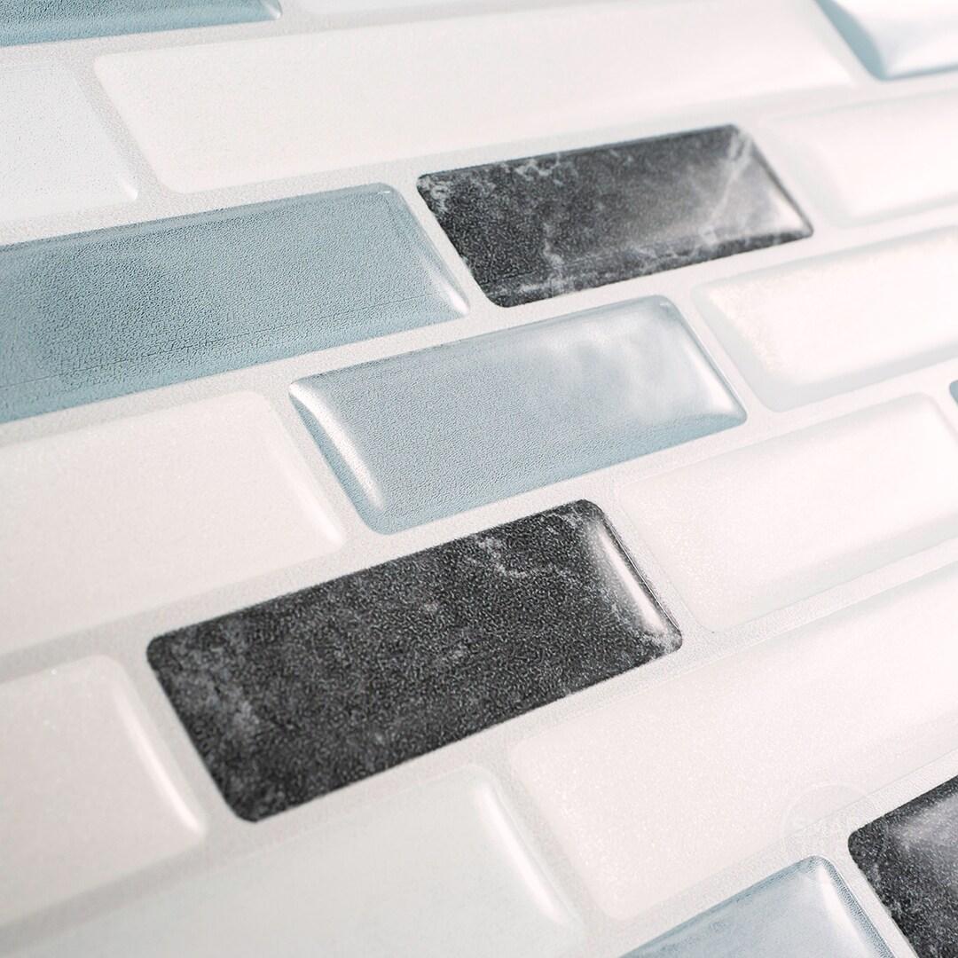 Smart Tiles Muretto Brina 4pk Peel and Stick 3D Backsplash: Vinyl Tile Paper for Kitchen & Bathroom Vanity, Washable Surface