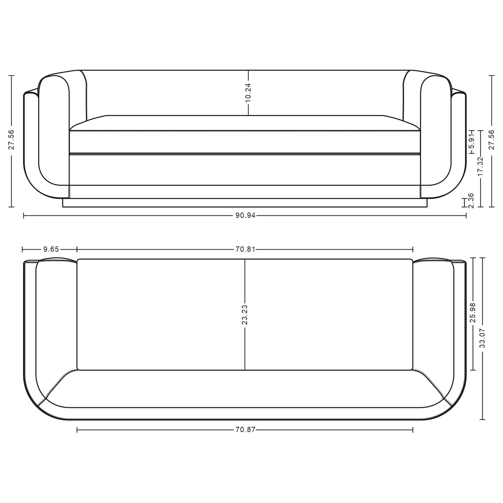 Edmonda Contemporary Velvet Upholstered Sofa with Pillows Dark Gray - Manhattan Comfort