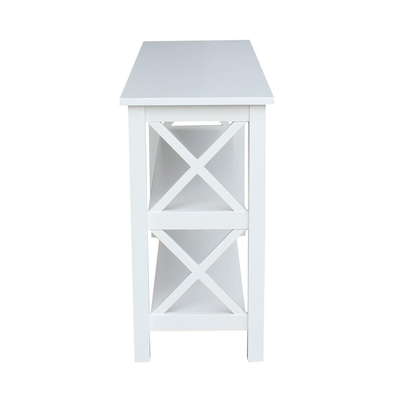 Hampton Console Table White - International Concepts: Hardwood Entryway Table with Fixed Shelves