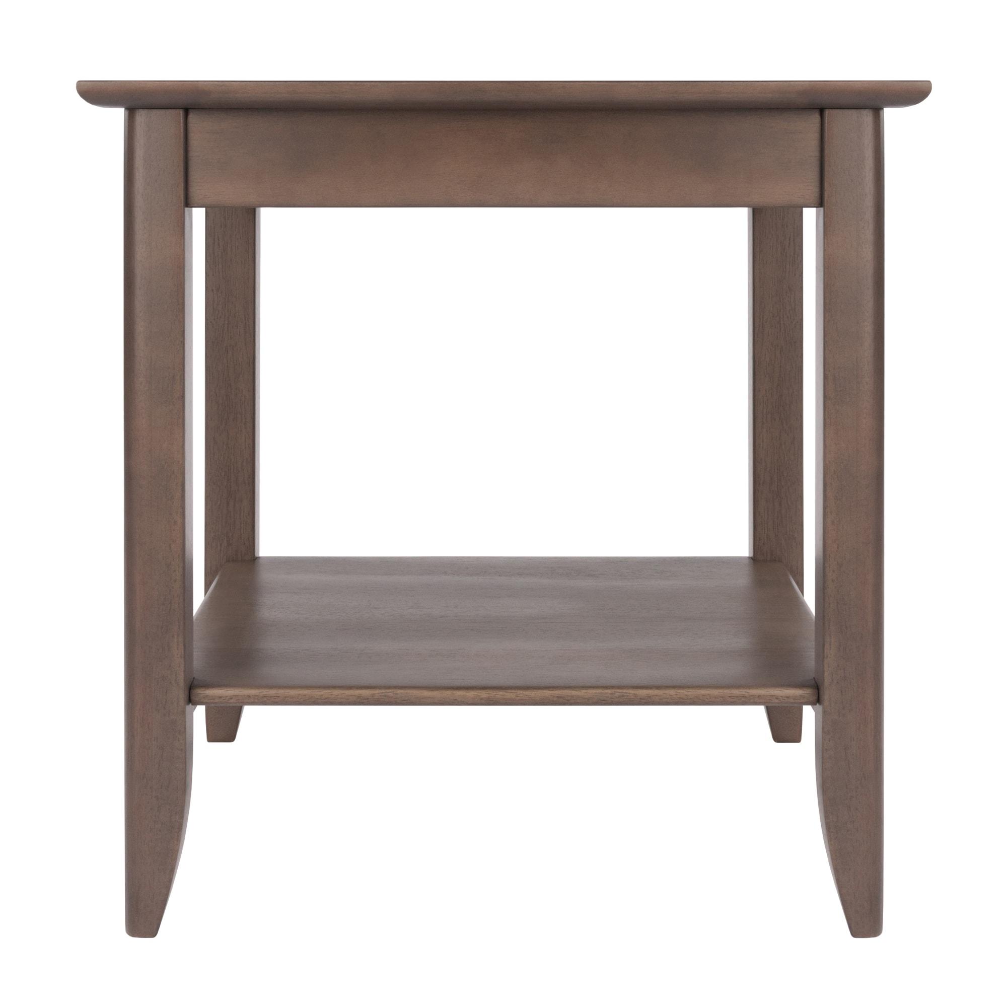 Santino End Table Oyster Gray - Winsome: Contemporary Accent Table with Lower Shelf, Wood Inlay