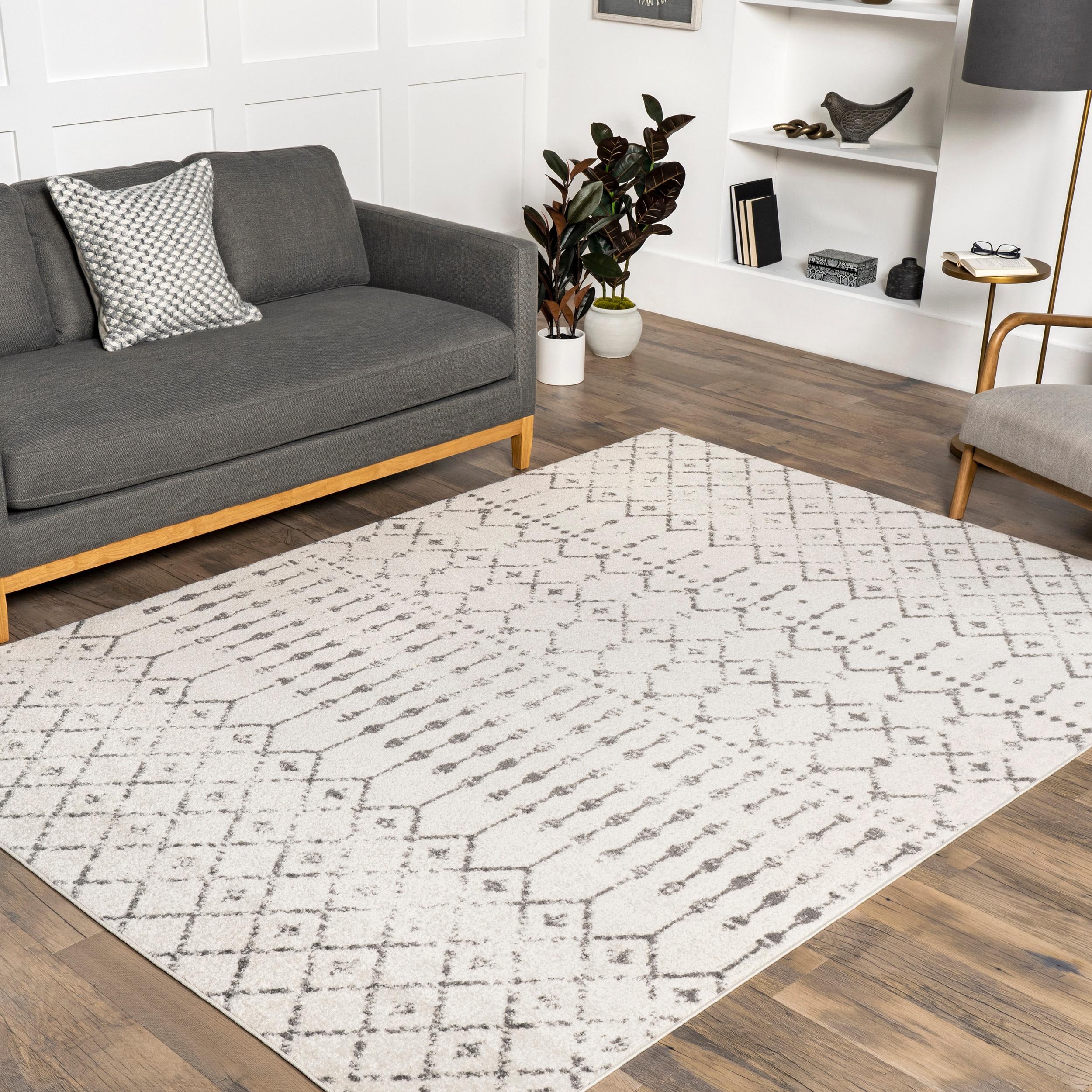 nuLOOM 8 Square Moroccan Blythe Area Rug, Grey, Faded Bohemian Design, Stain Resistant, For Bedroom, Dining Room, Living Room, Hallway, Office, Kitchen, Entryway