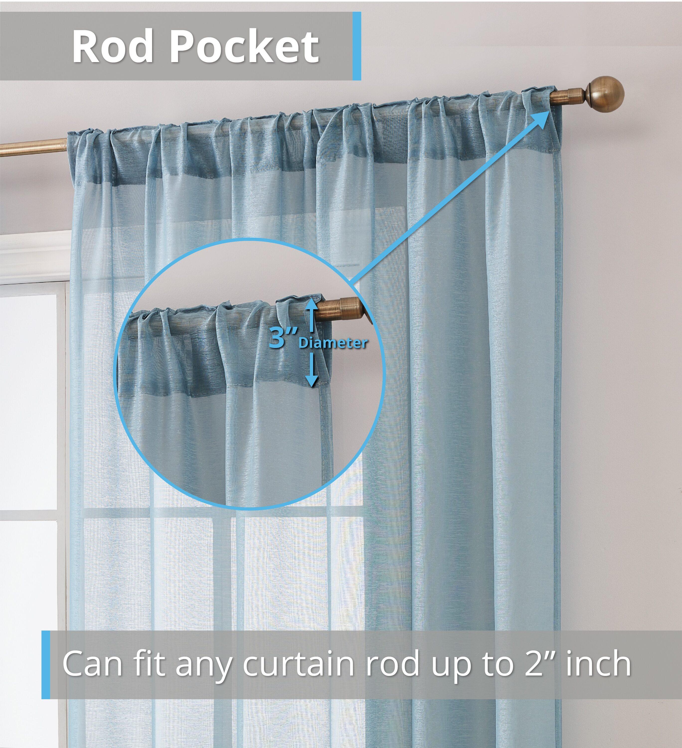 Ebern Designs Lauren Polyester Semi Sheer Curtain Pair (Set of 2)