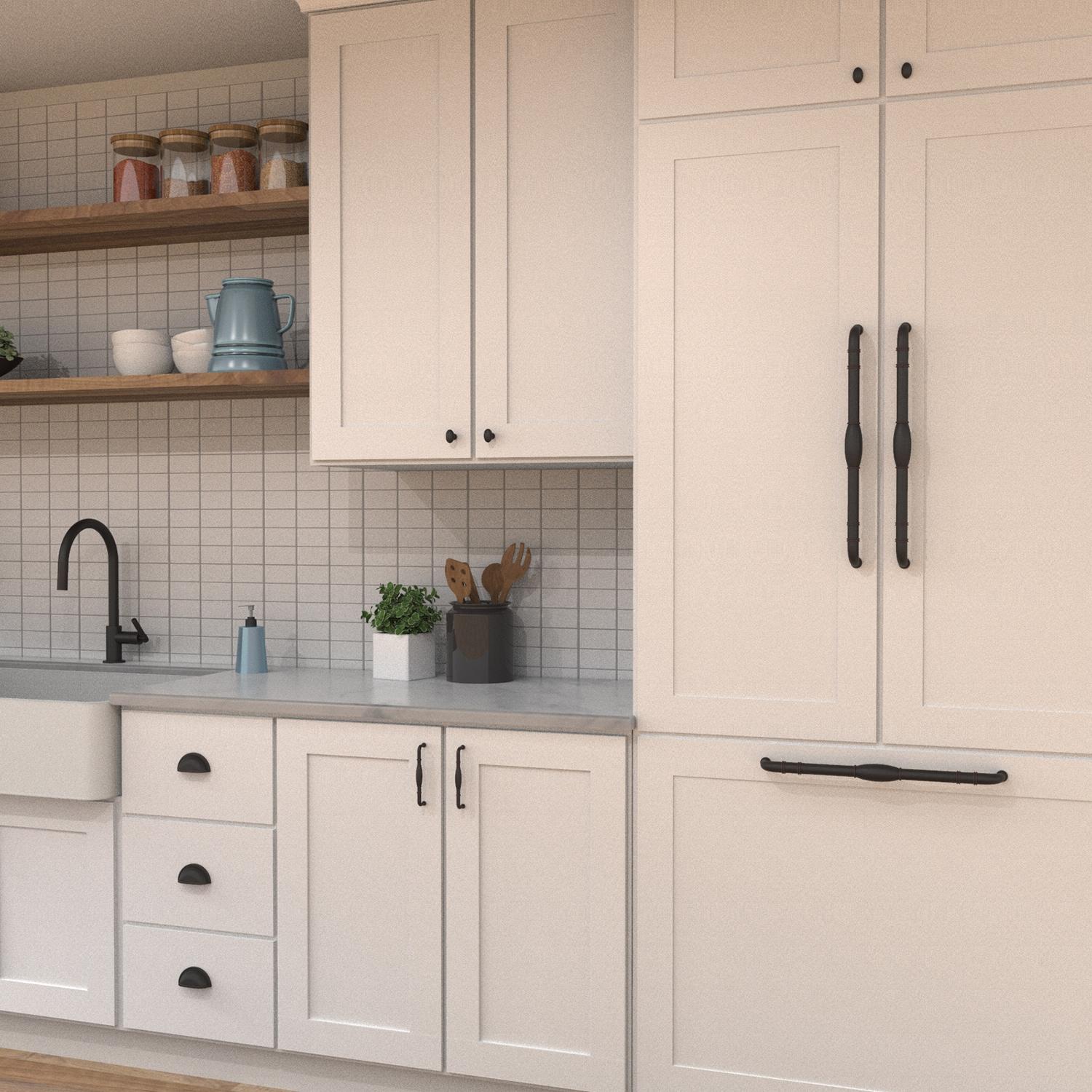 Hickory Hardware 1 Pack Solid Core Kitchen Appliance Pulls, Luxury Cabinet Handles, Hardware for Doors & Dresser Drawers, 18 Inch Hole Center, Oil-Rubbed Bronze Highlighted, Williamsburg Collection