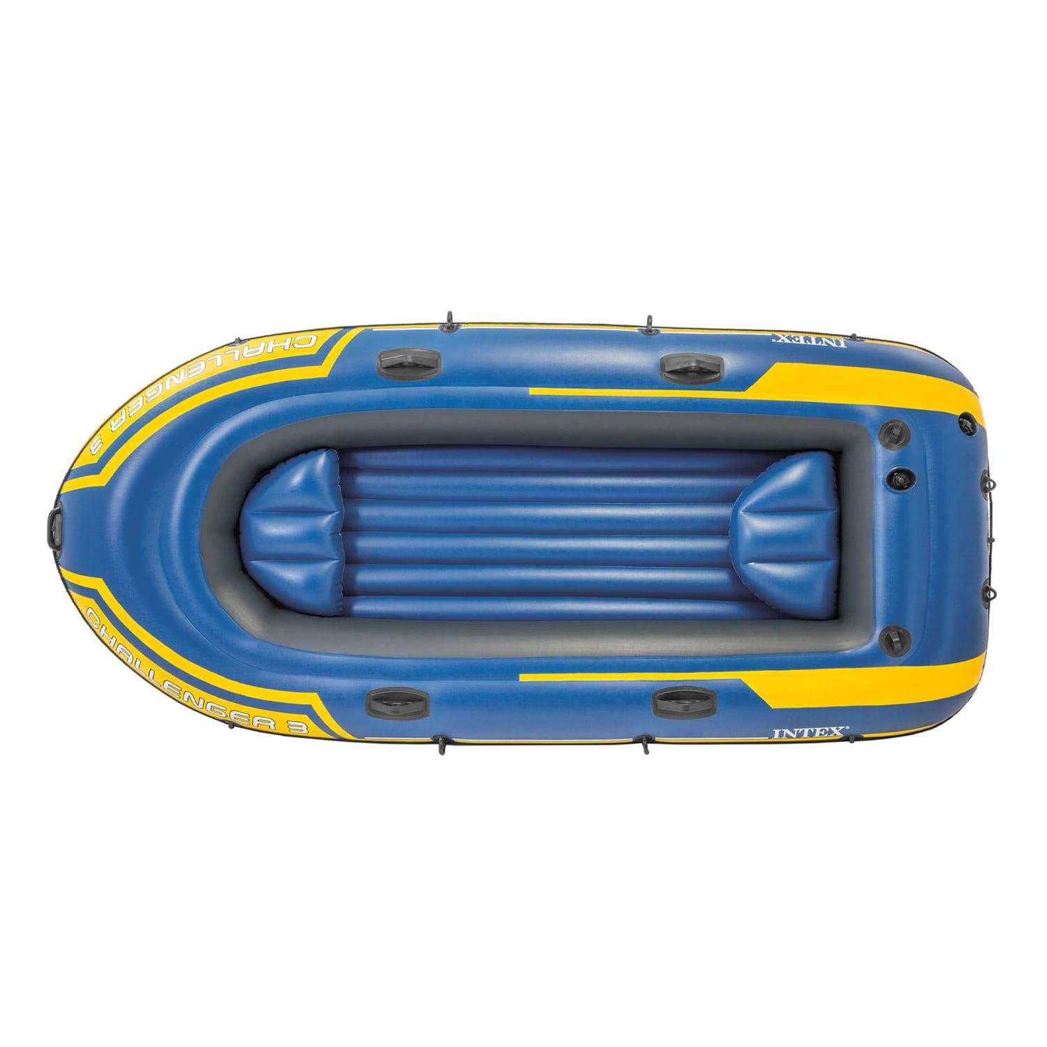 INTEX 68370EP Challenger 3 Inflatable Boat Set: Includes Deluxe 48in Boat Oars and Pump – Triple Air Chambers – 3-Person – 660lb Weight Capacity