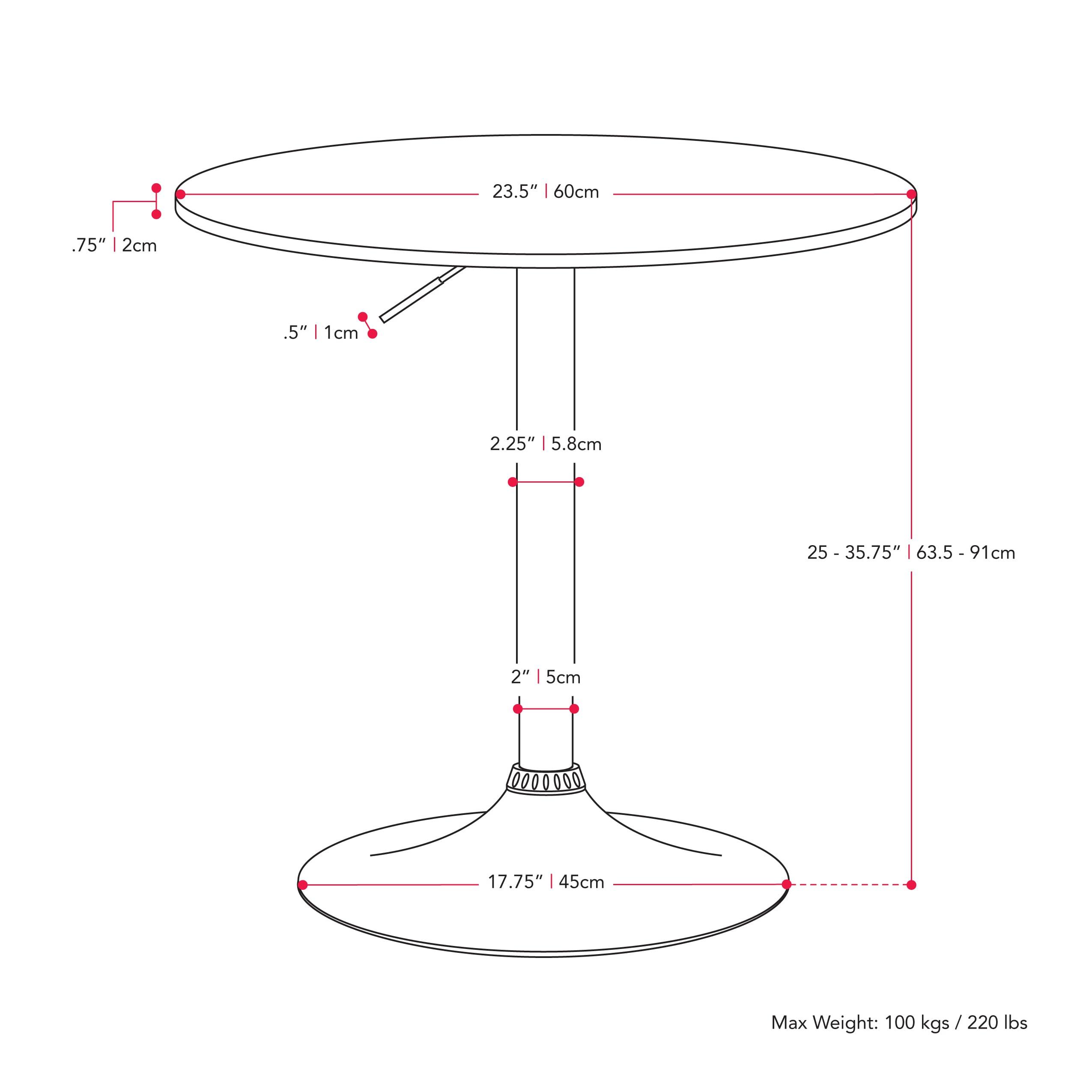 Round Adjustable Pedestal Dining Table Black - CorLiving