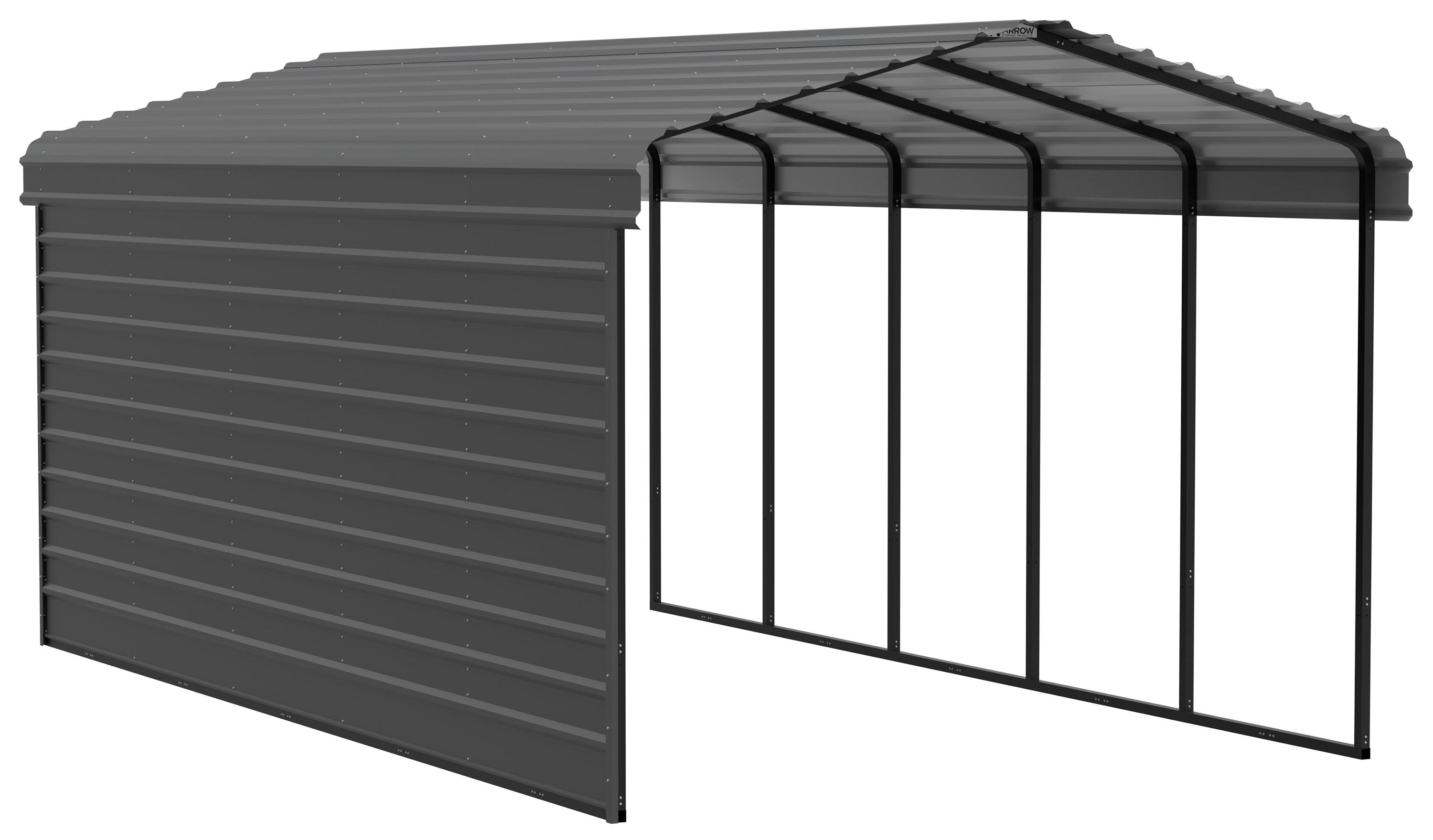 Arrow 24 x 12 ft Eggshell Carport with 1-sided Enclosure