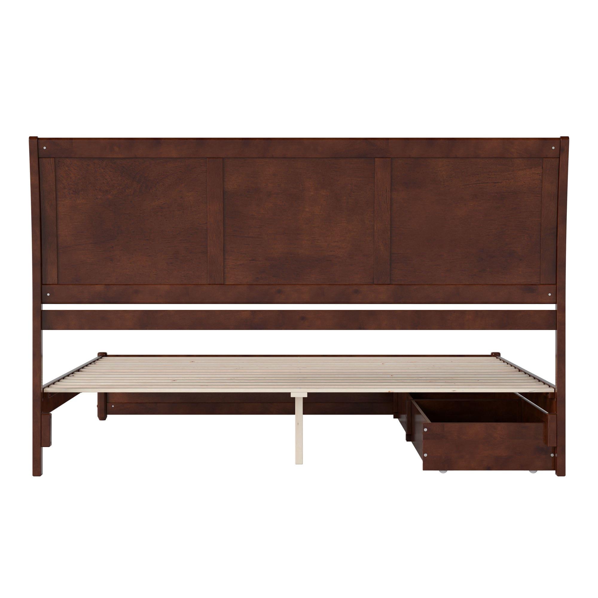 AFI, Andorra King Platform Bed with Panel Footboard and Storage Drawers, Walnut