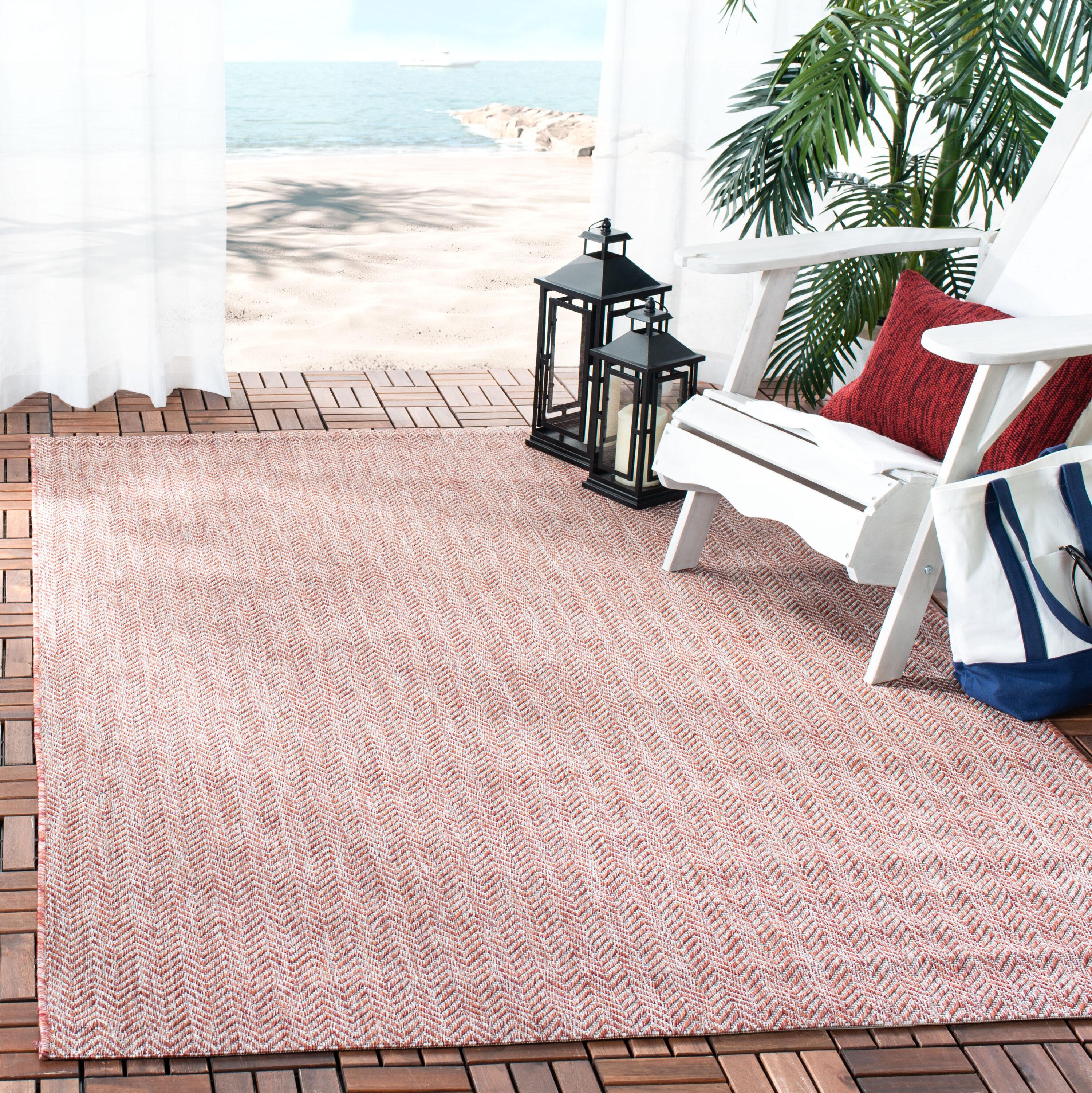 Courtyard CY8022 Power Loomed Indoor and Outdoor Area Rug - Red/Beige - 5'3"x7'7" - Safavieh