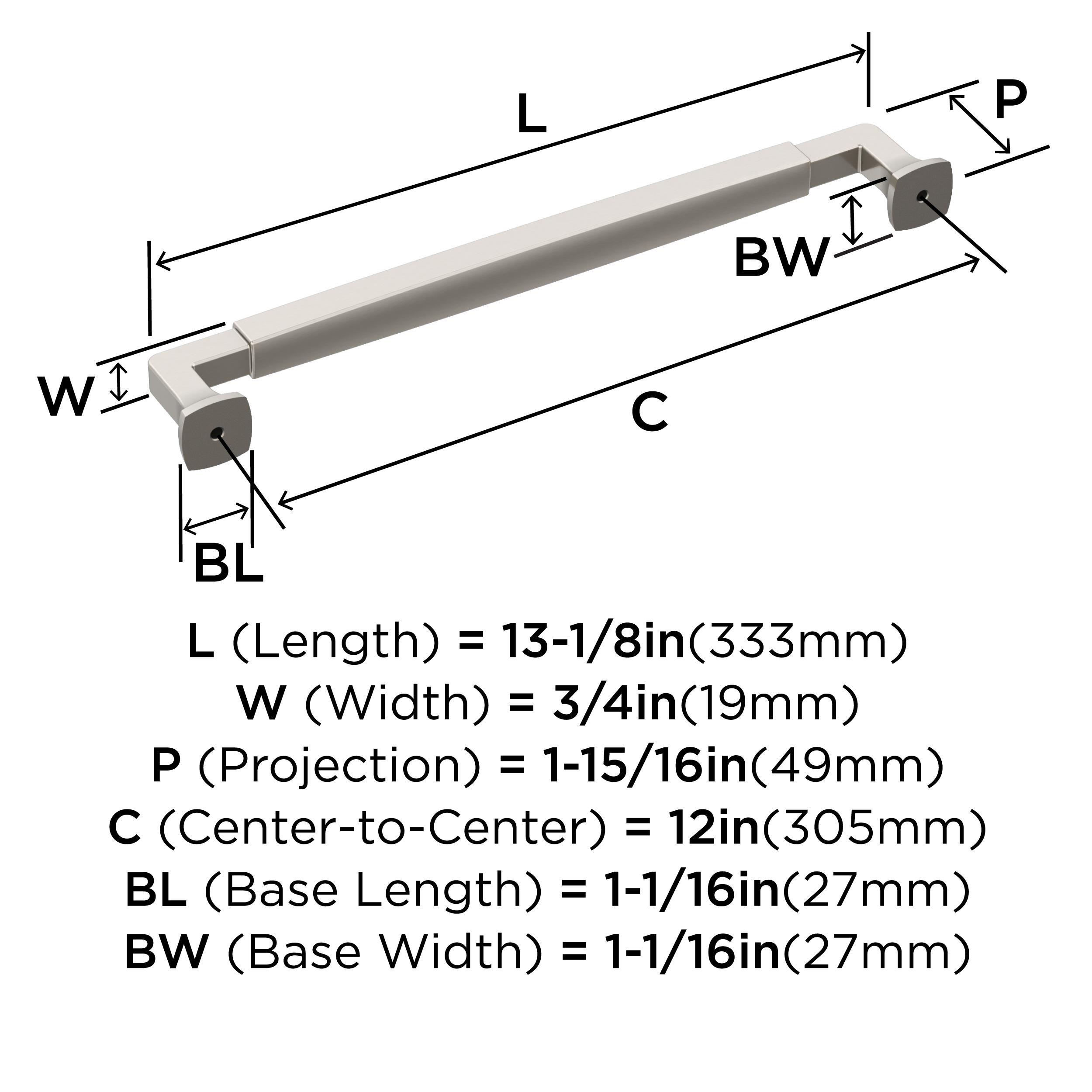 Amerock Stature 12 inch (305mm) Center-to-Center Satin Nickel Appliance Pull