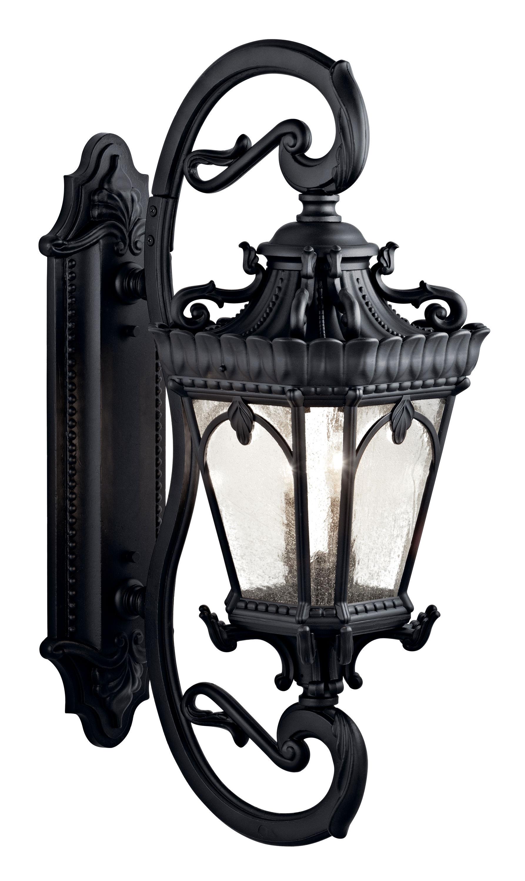 Tournai 37.75" 4 Light Outdoor Wall Light with Clear Seeded Glass in Textured Black
