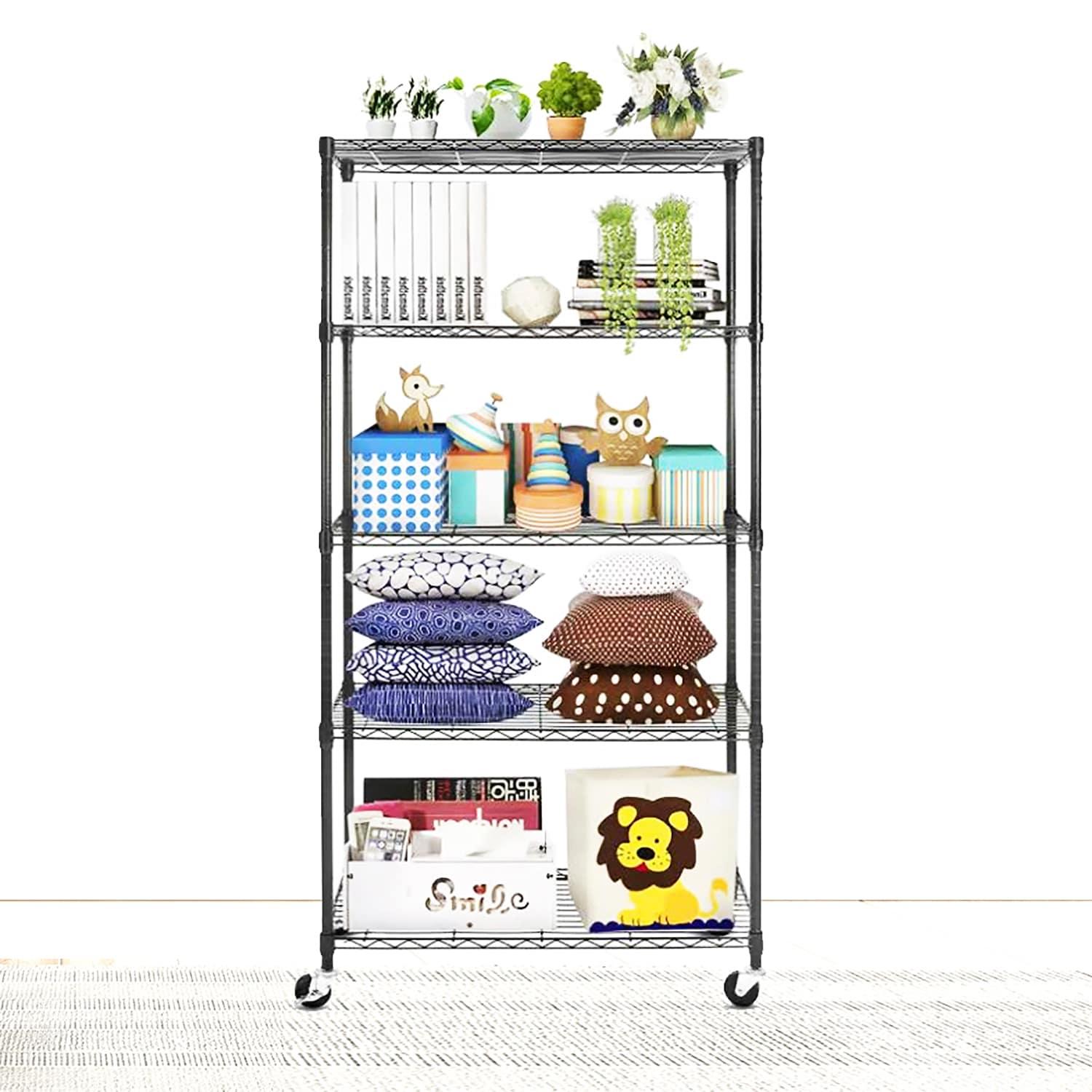 EFINE 5-Shelf Shelving Units and Storage on Wheels and 5-Shelf Liners