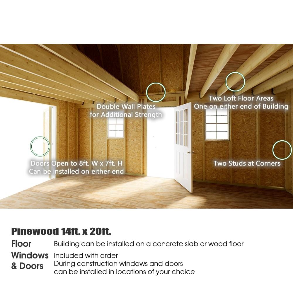 Best Barns Pinewood 14x16 Wood Storage Shed Kit