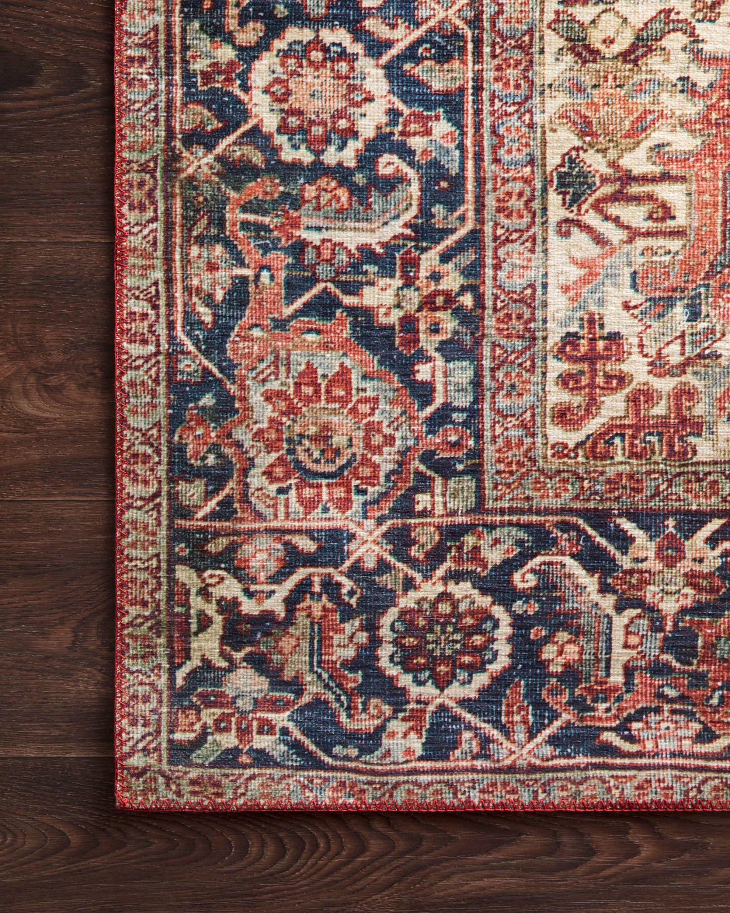 Loloi II Layla Printed Oriental Distressed Red / Navy Area Rug